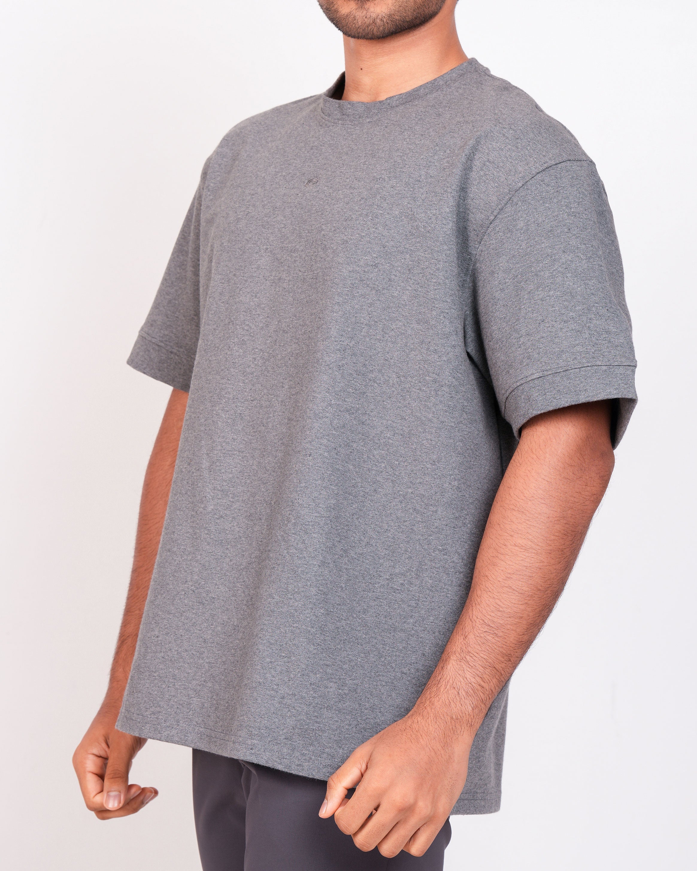 Emerald Oversized Crew Neck Tee-Charcoal