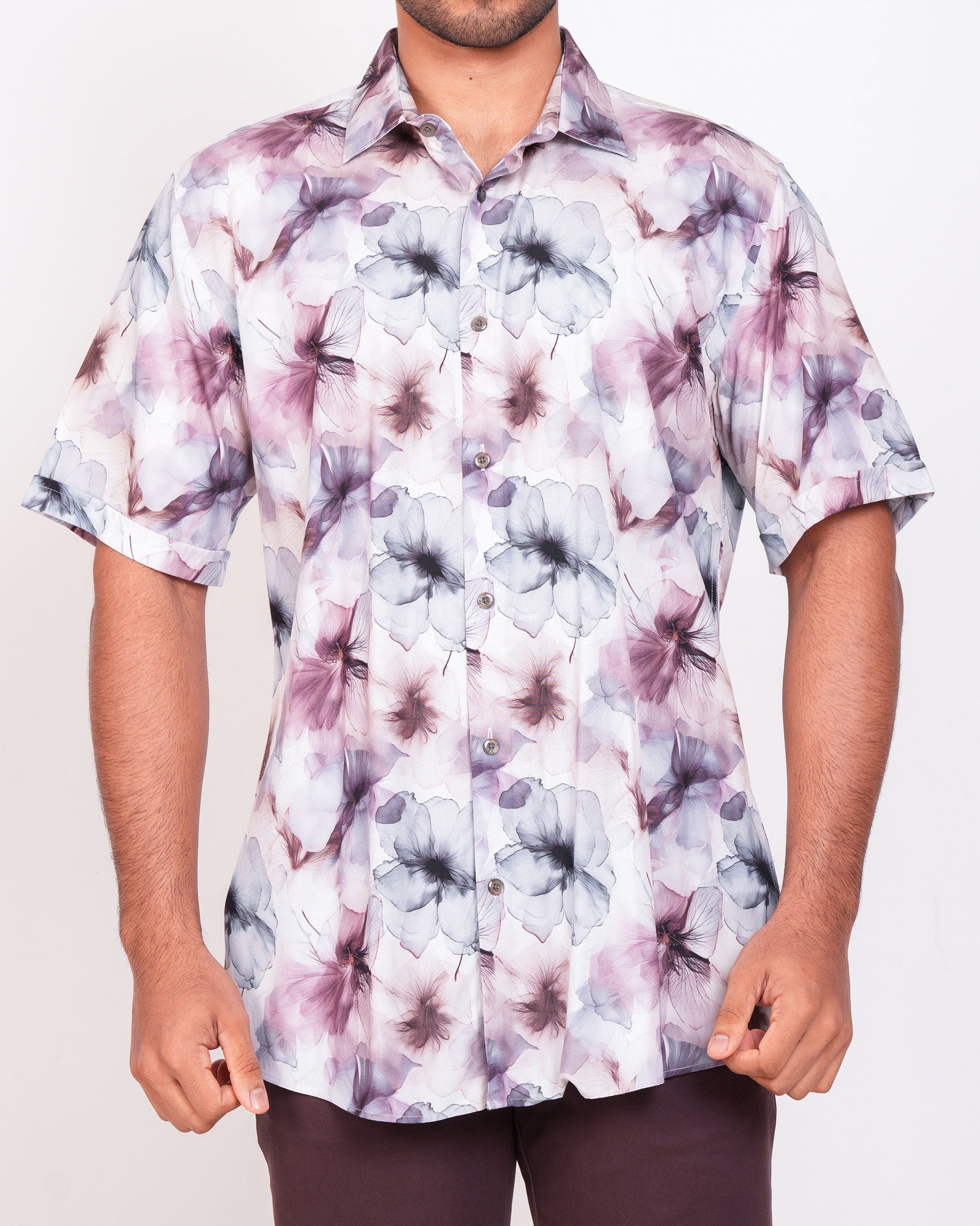 Emerald Casual Printed Slim Fit-Boysenberry
