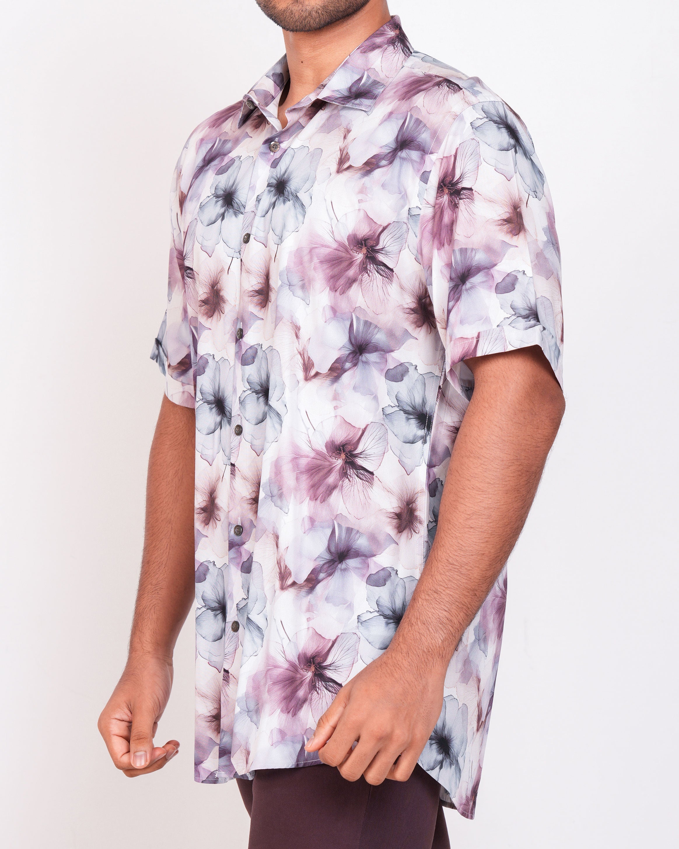 Emerald Casual Printed Slim Fit-Boysenberry
