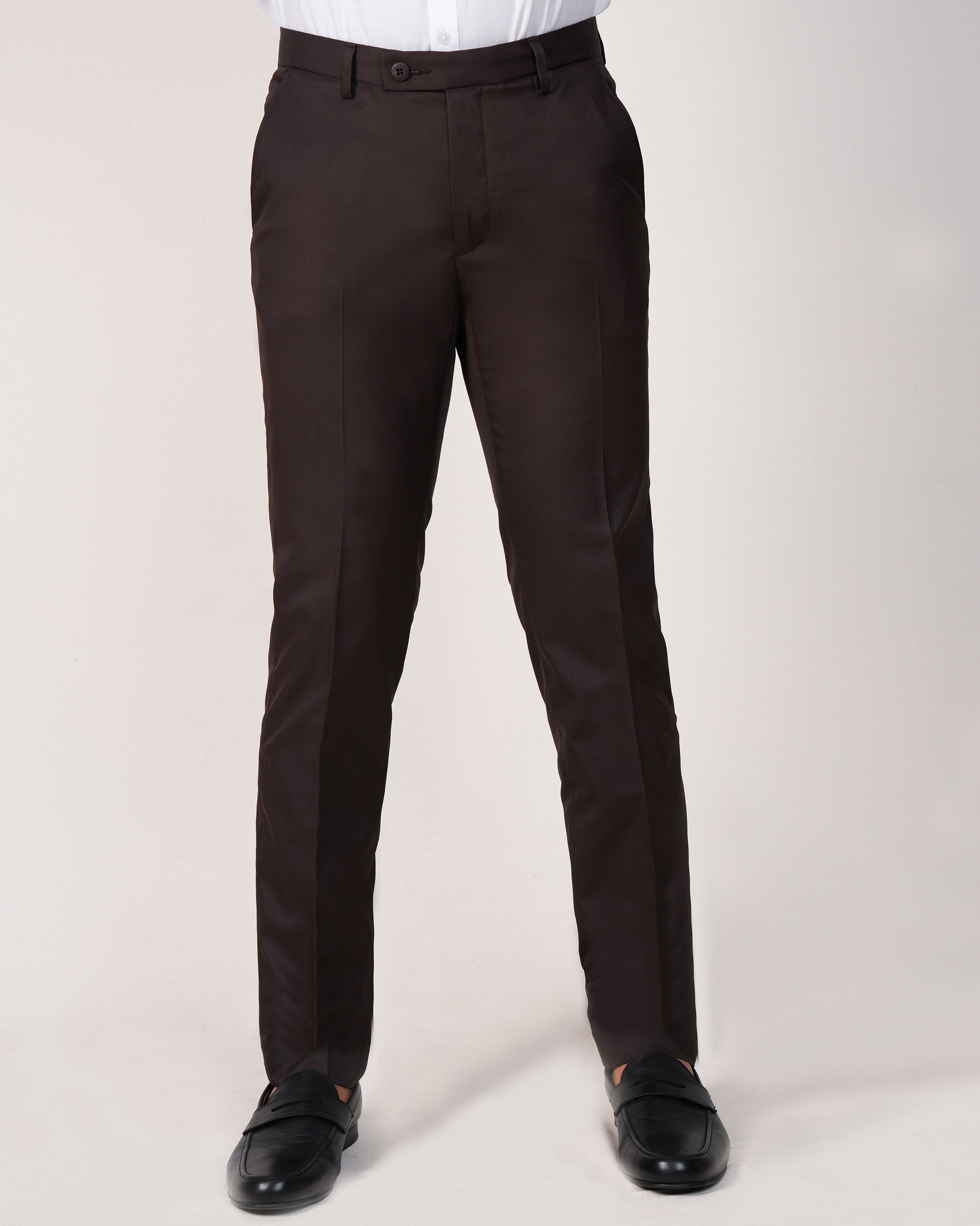 Mansak Trouser Plain Slim Fit-Macaroon Brown