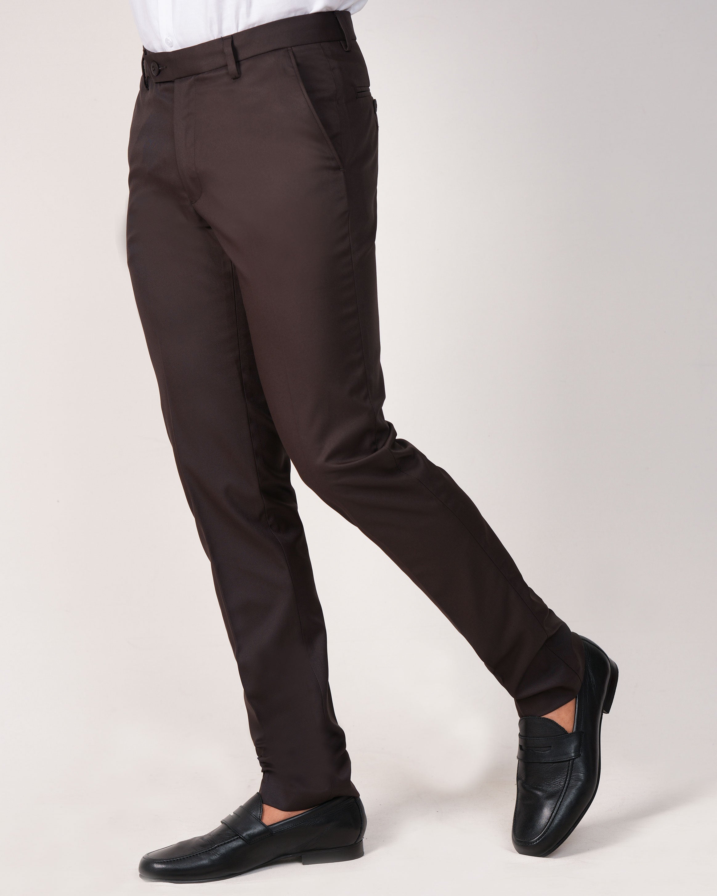 Mansak Trouser Plain Slim Fit-Macaroon Brown