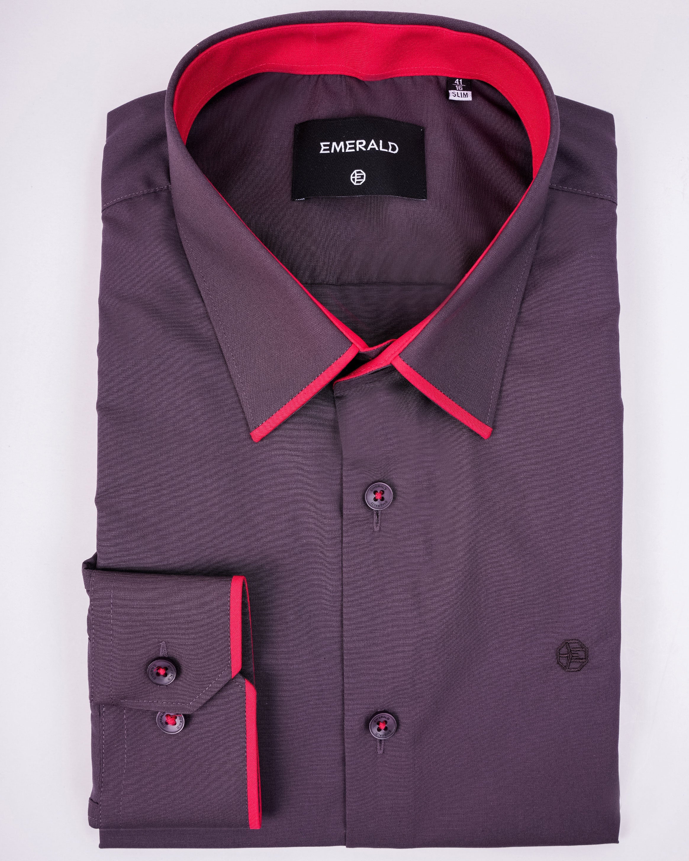 Emerald Evening Plain Slim Fit - Brown Port