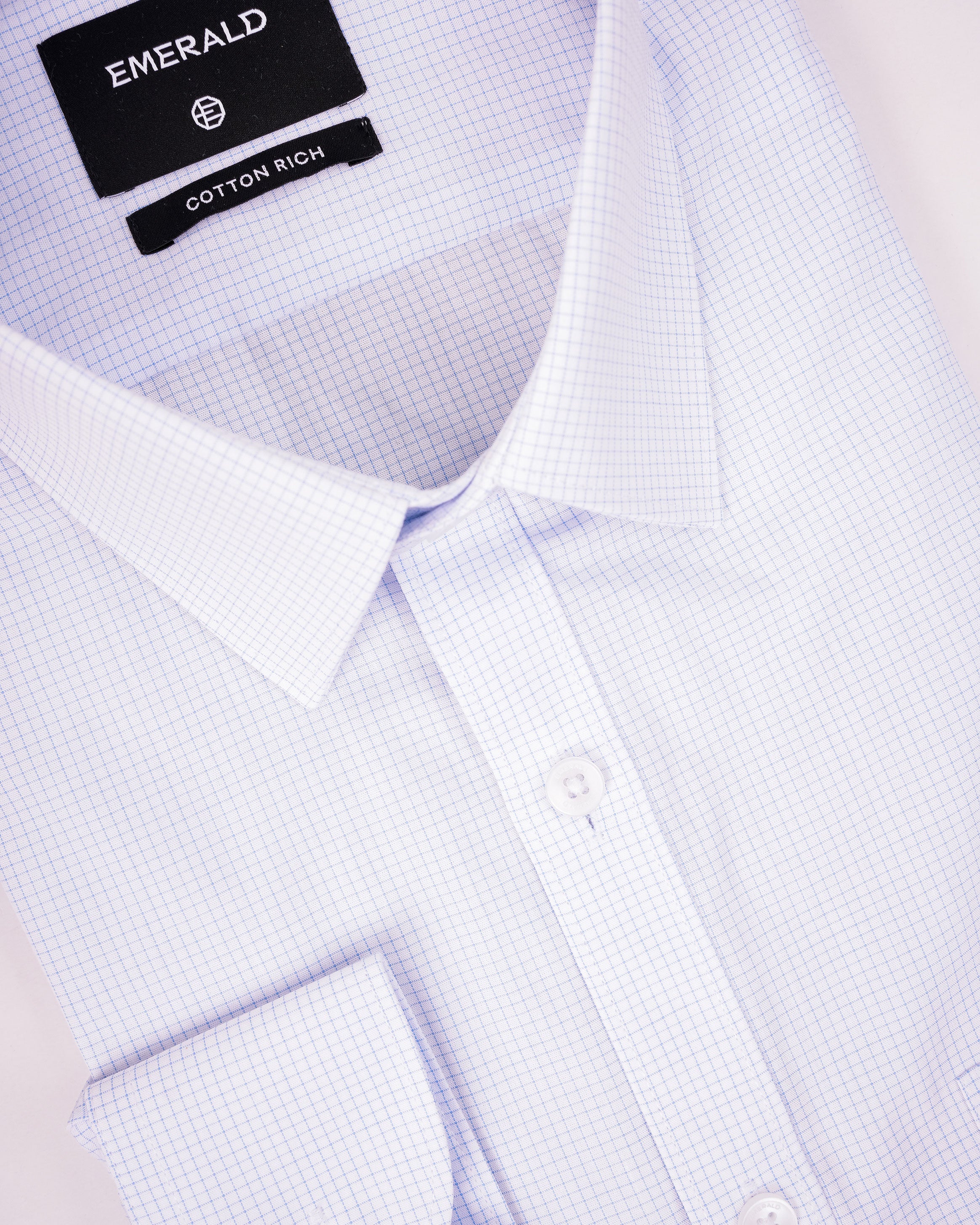 Emerald Corporate Checks Slim Fit - Baby Blue