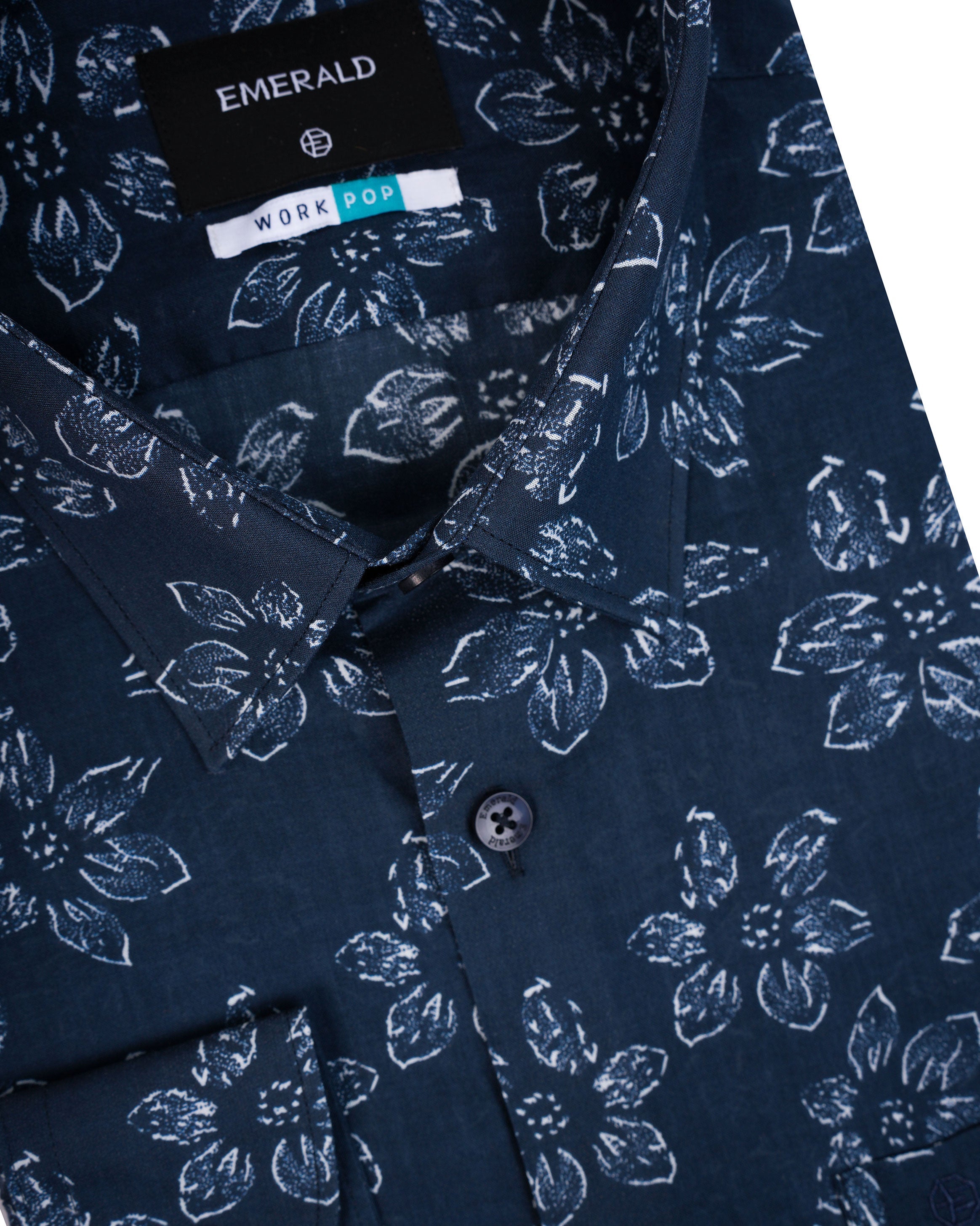 Emerald Formal Printed Slim Fit-Blue Depths