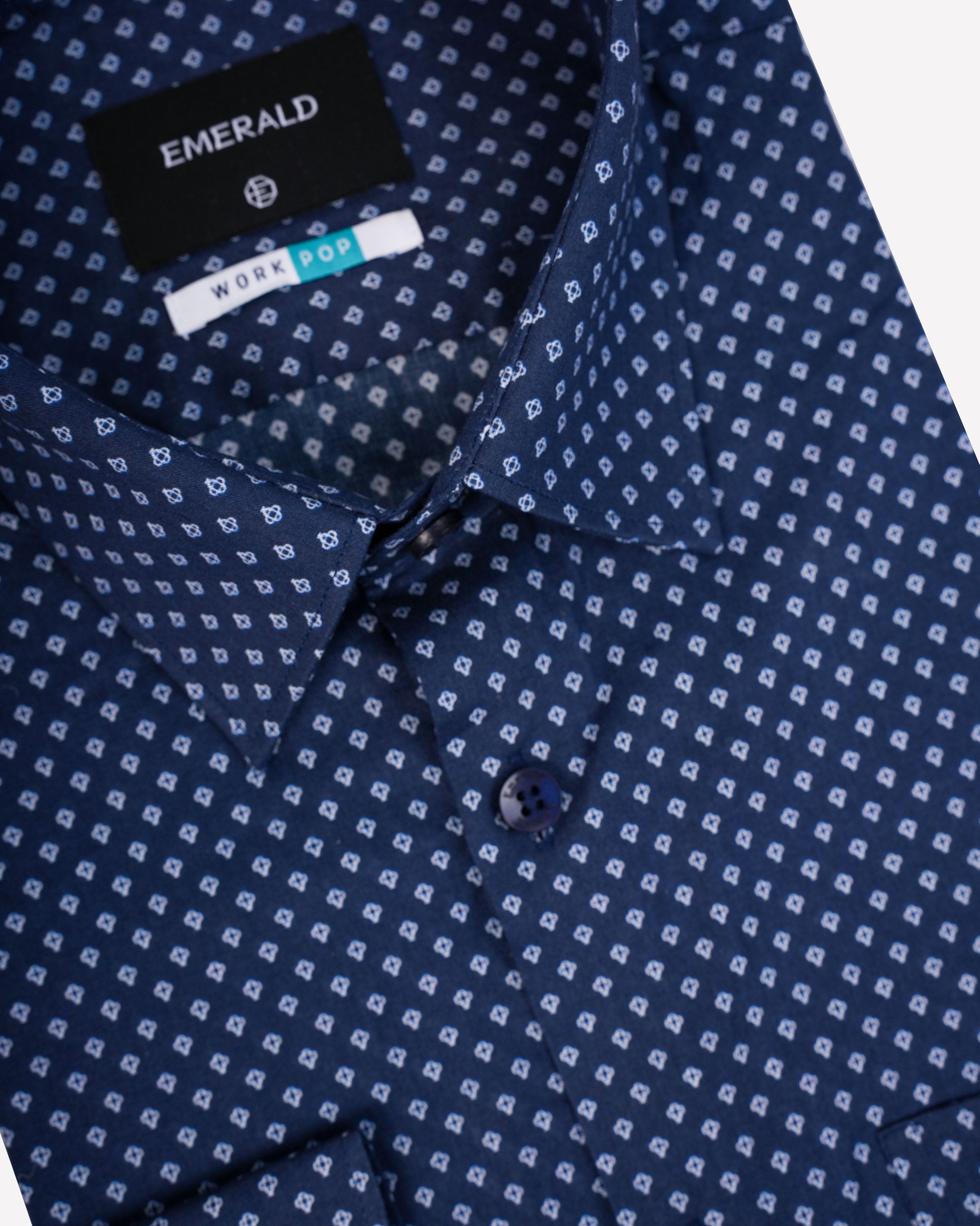 Emerald Formal Printed Slim Fit-Blue Faience