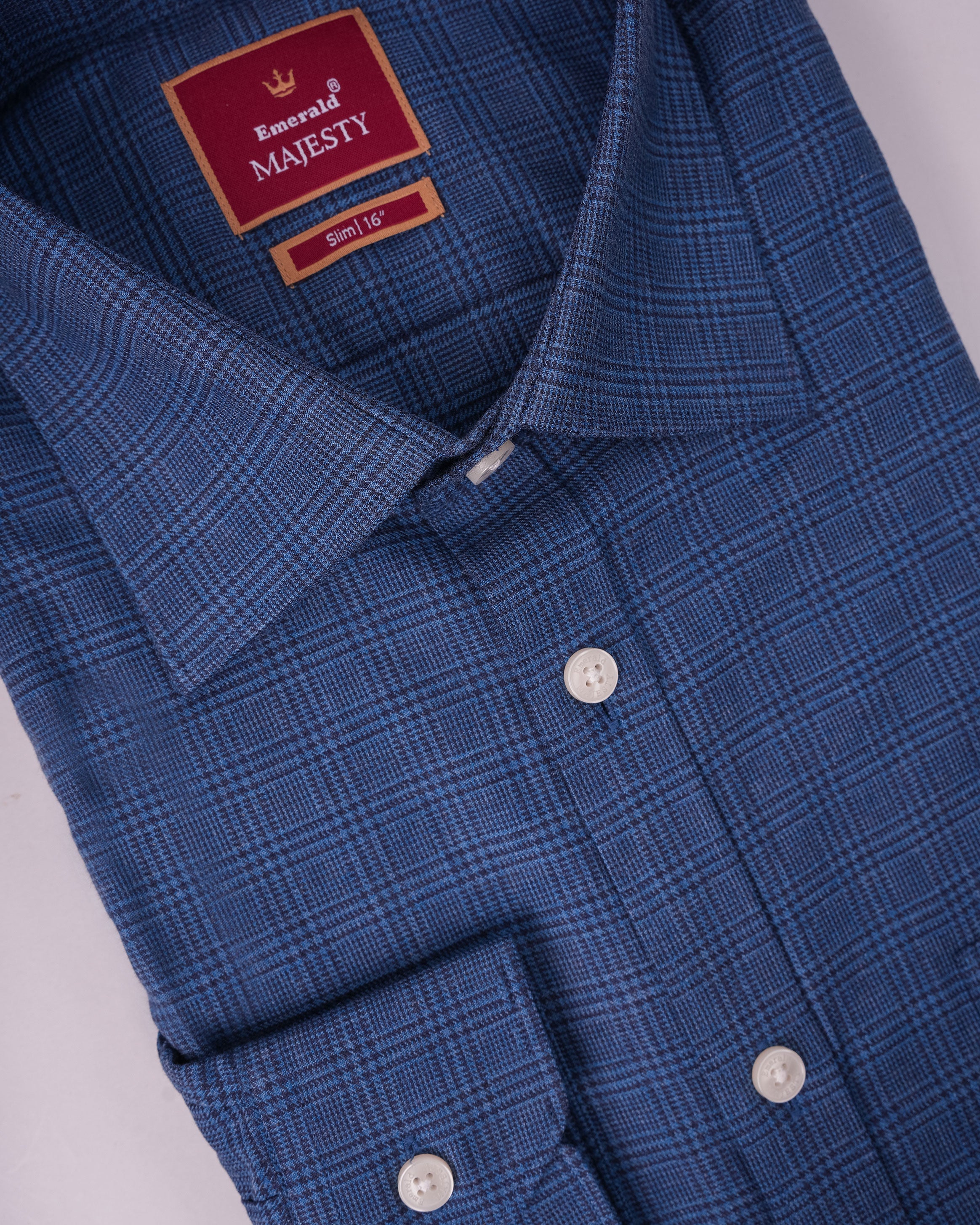 Emerald Majesty Checks Slim Fit - True Blue