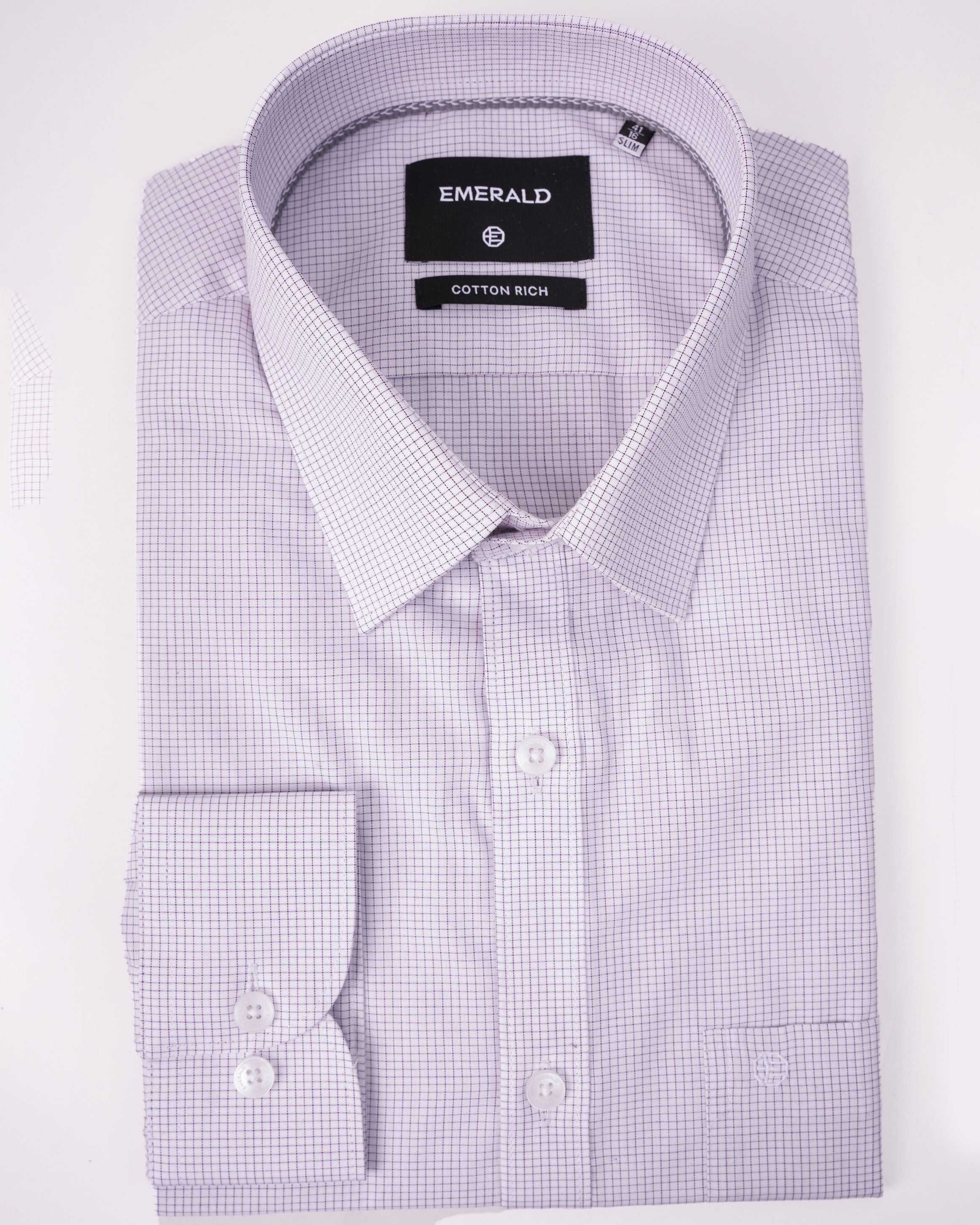 Emerald Corporate Checks Slim Fit - Purple