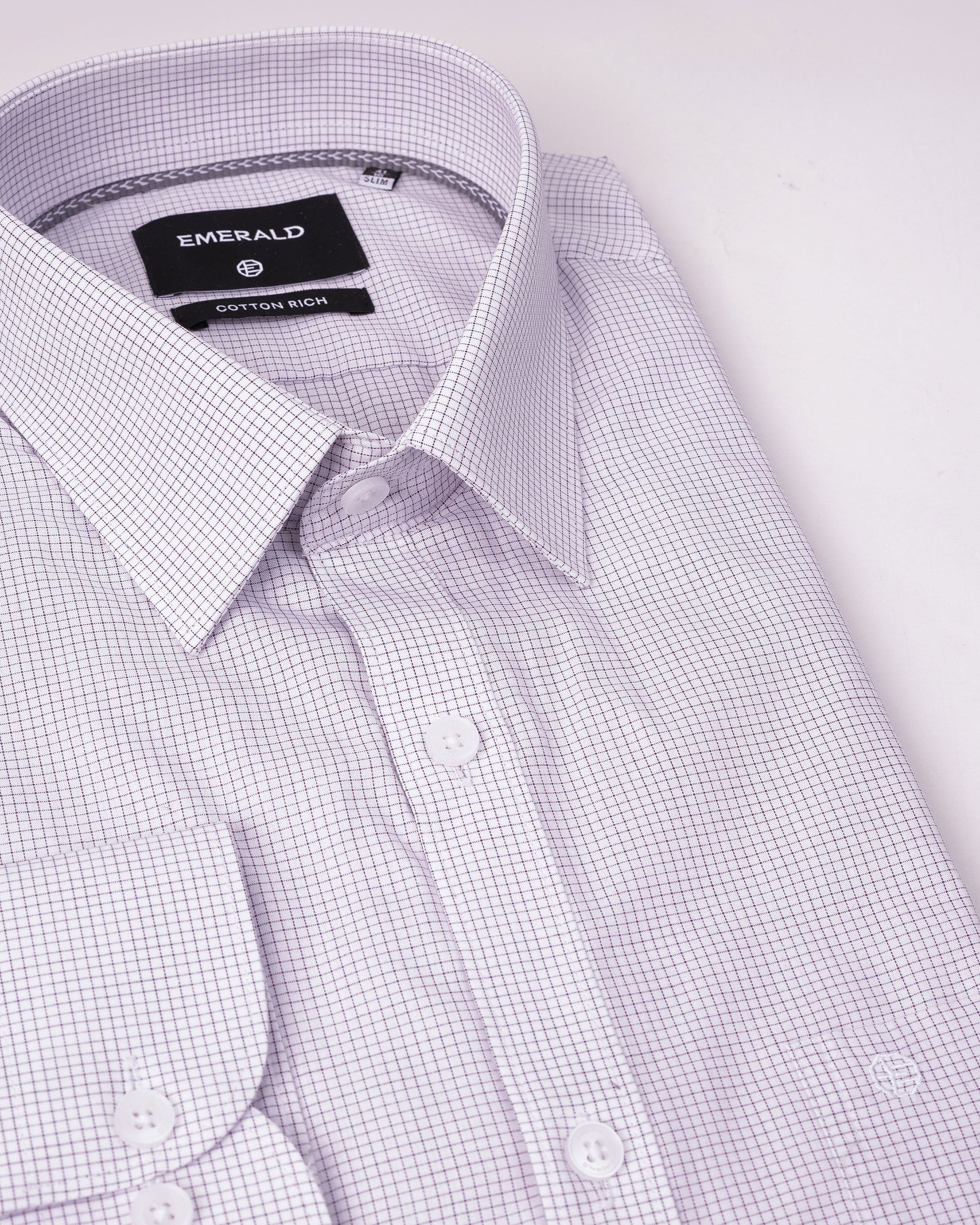 Emerald Corporate Checks Slim Fit - Purple