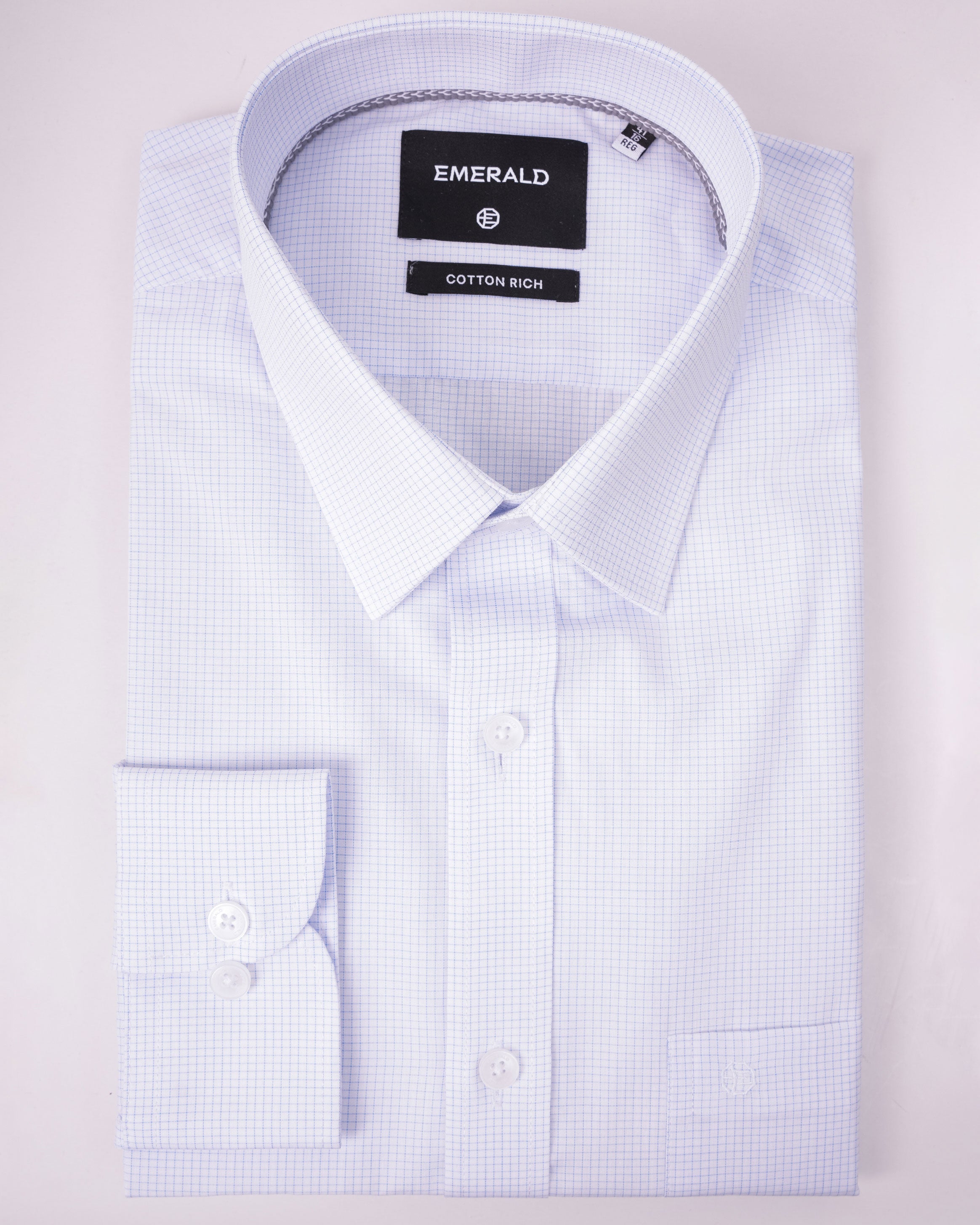 Emerald Corporate Checks Regular Fit - Baby Blue