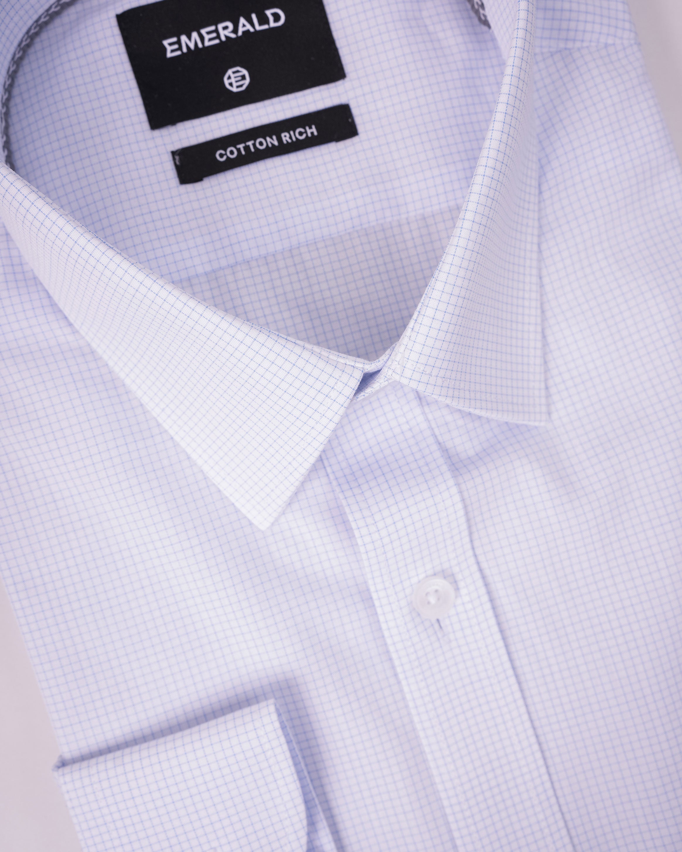 Emerald Corporate Checks Regular Fit - Baby Blue
