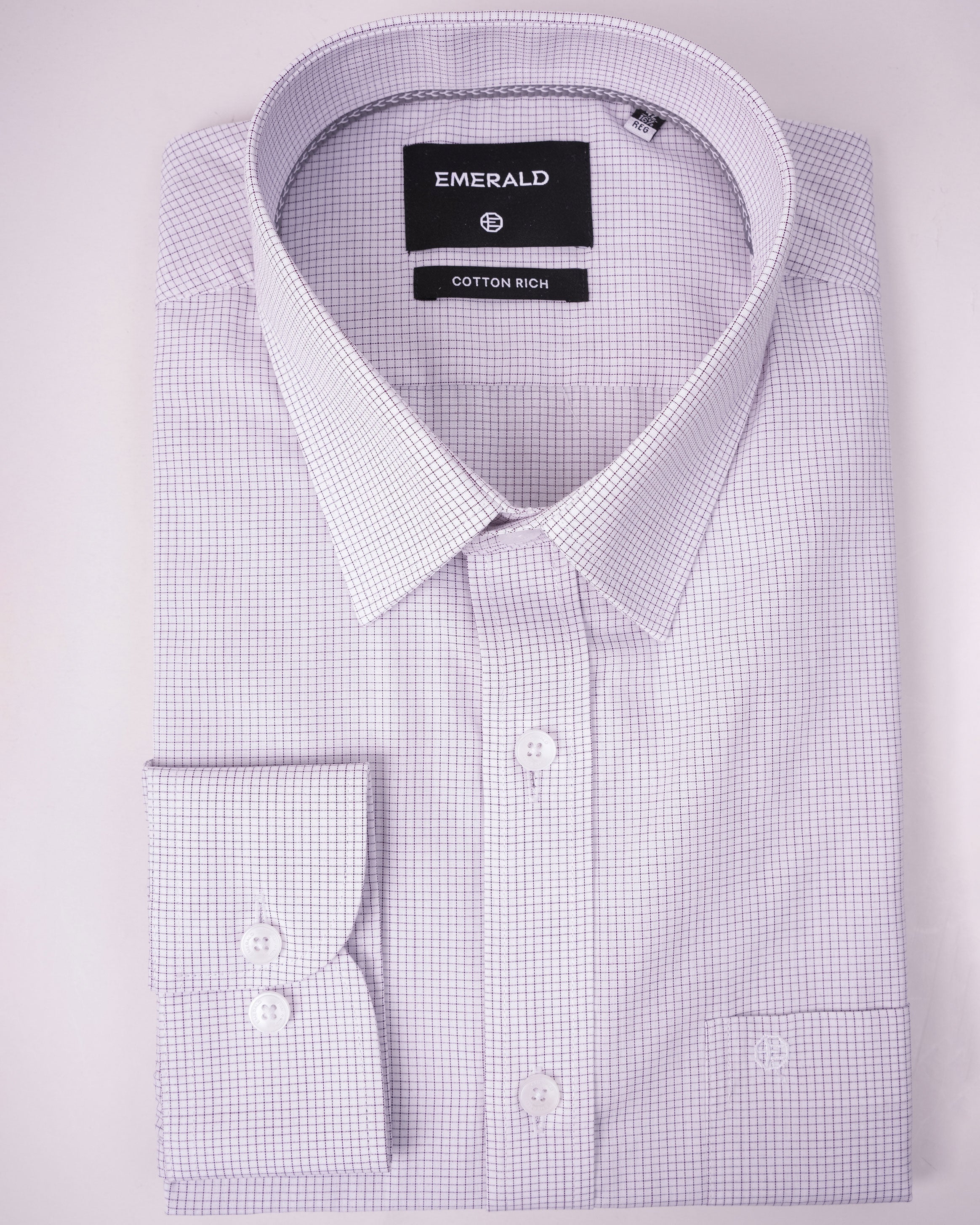 Emerald Corporate Checks Regular Fit - Purple