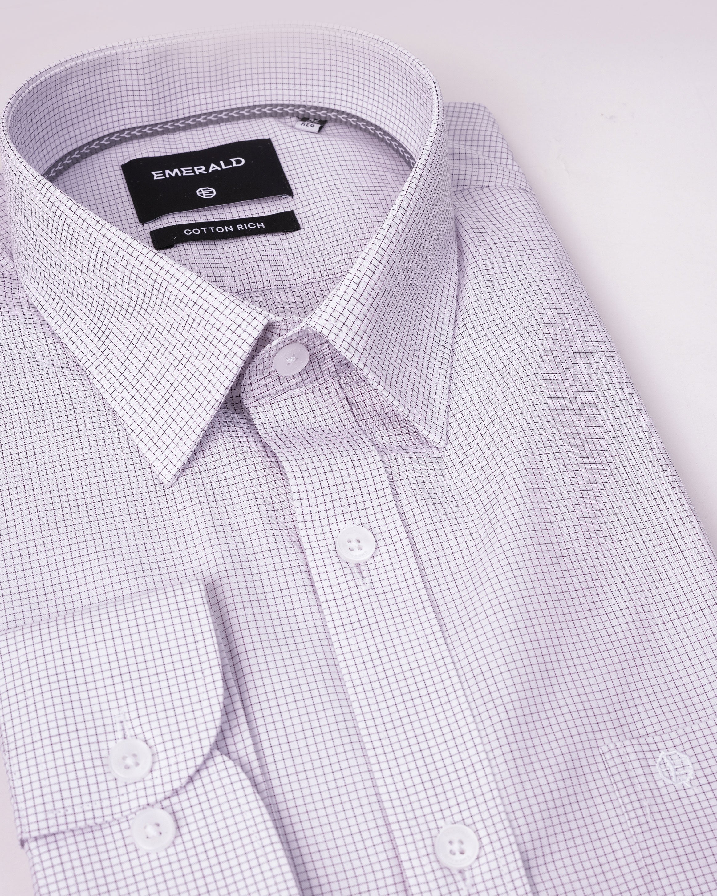 Emerald Corporate Checks Regular Fit - Purple