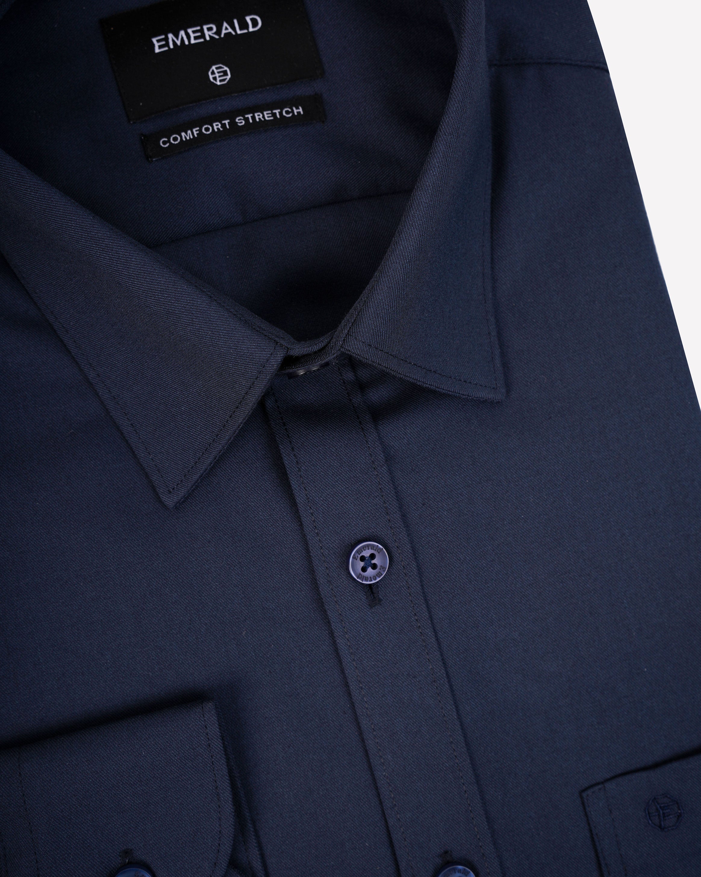 Emerald Formal Dark Plain Slim Fit-Estate Blue
