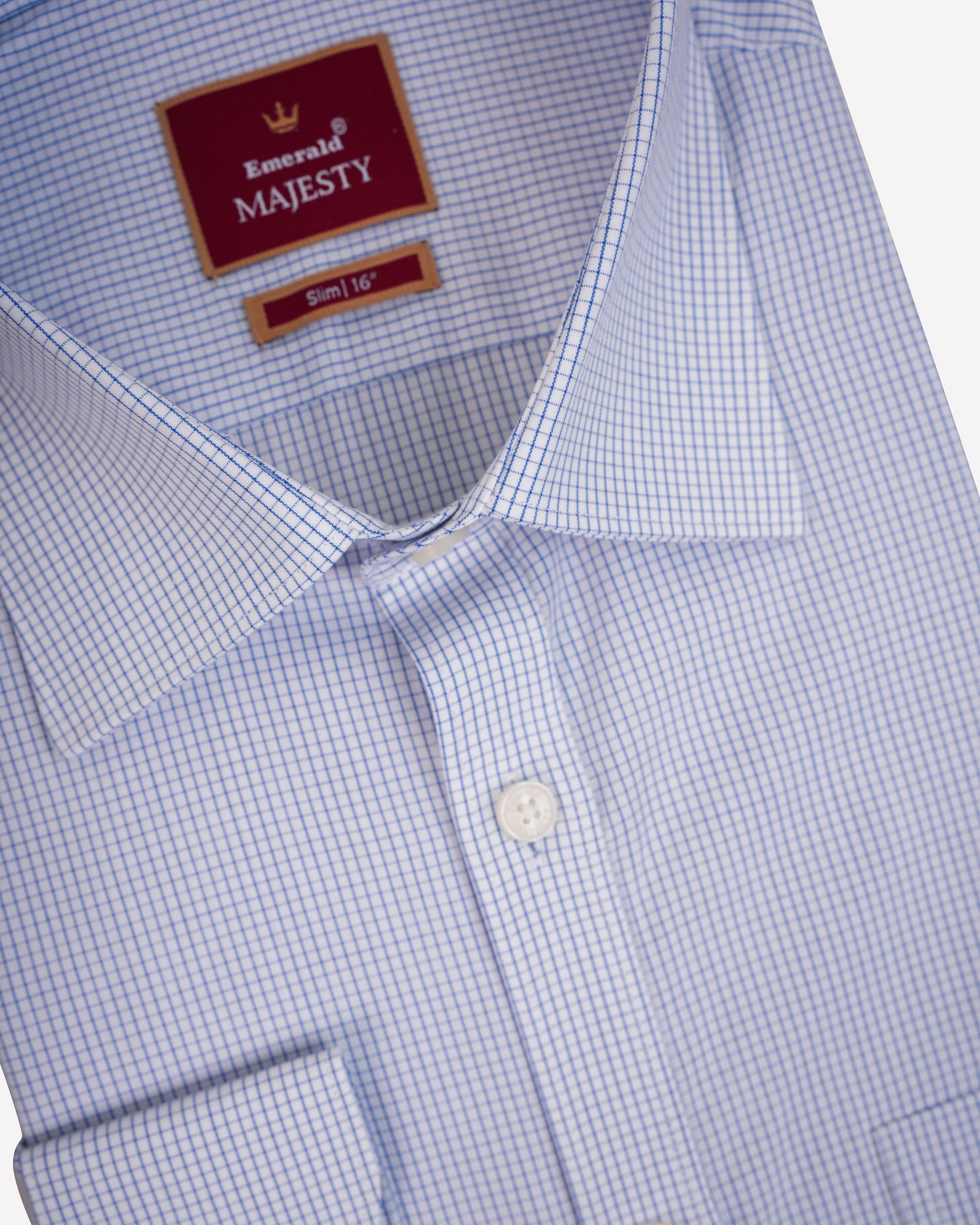 Emerald Majesty Checks Slim Fit-Blue Ultramarine