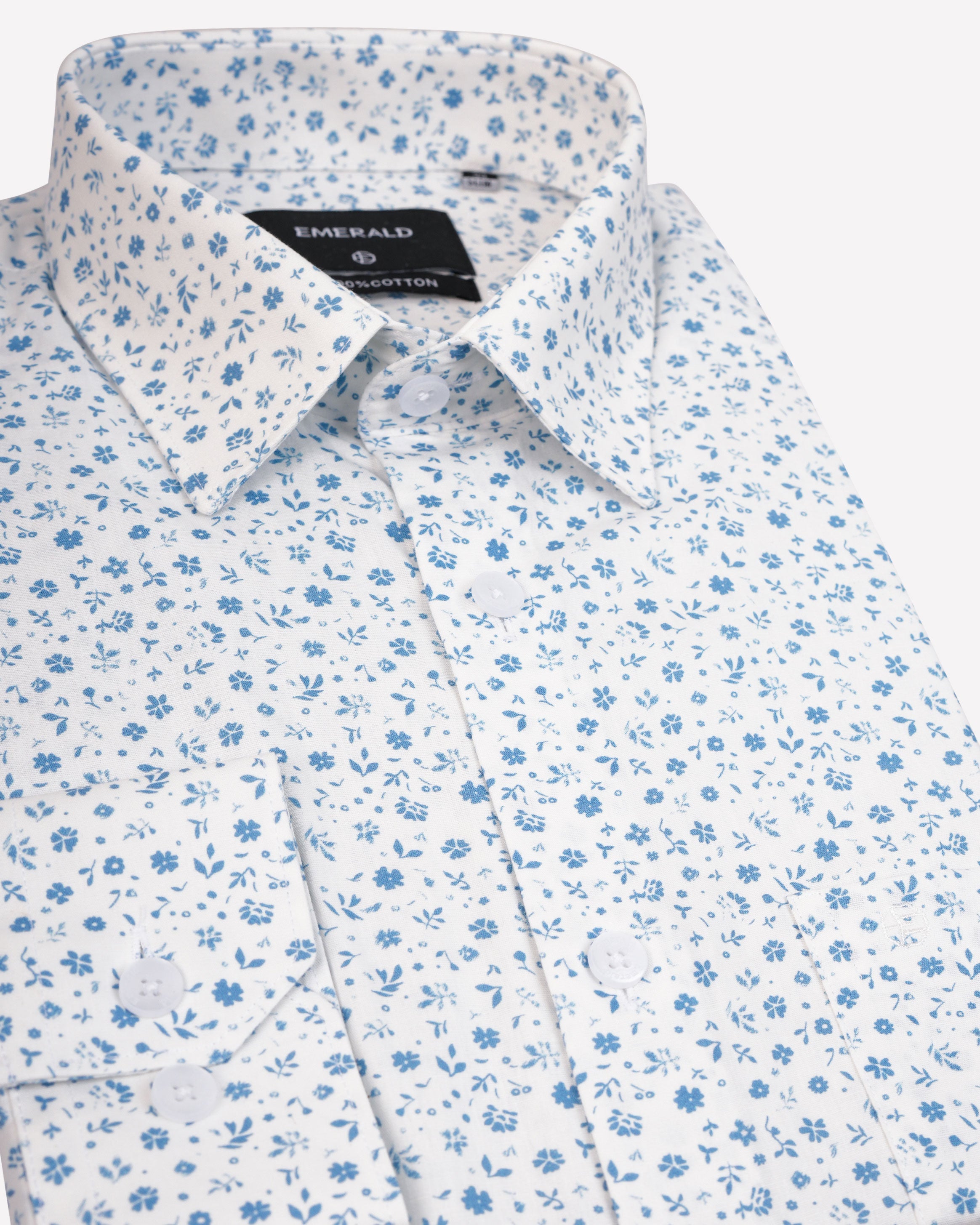Emerald Formal Printed Slim Fit-Dazzling Blue