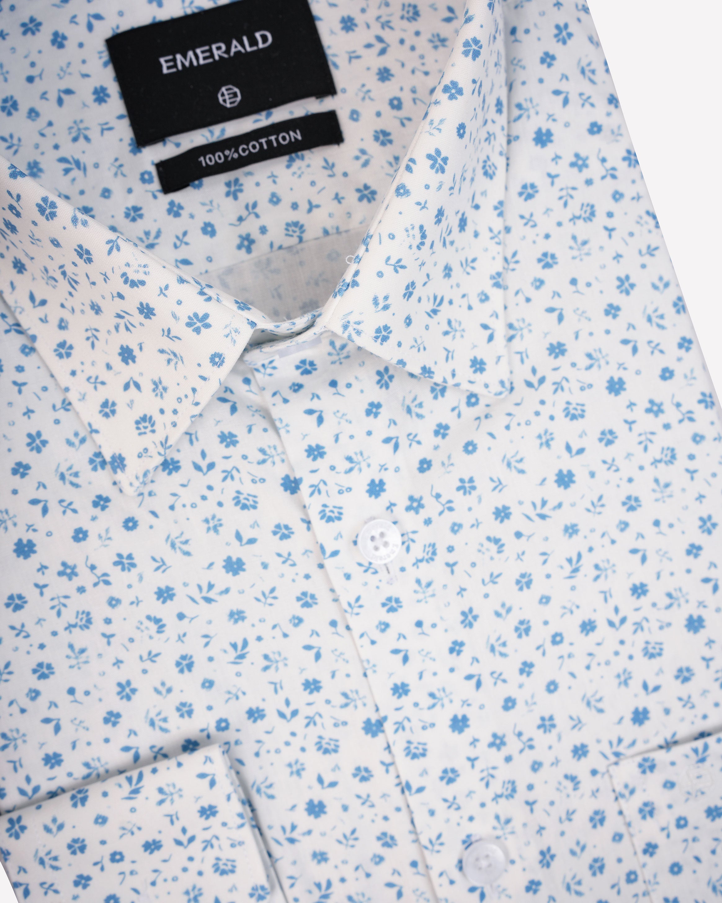 Emerald Formal Printed Slim Fit-Dazzling Blue