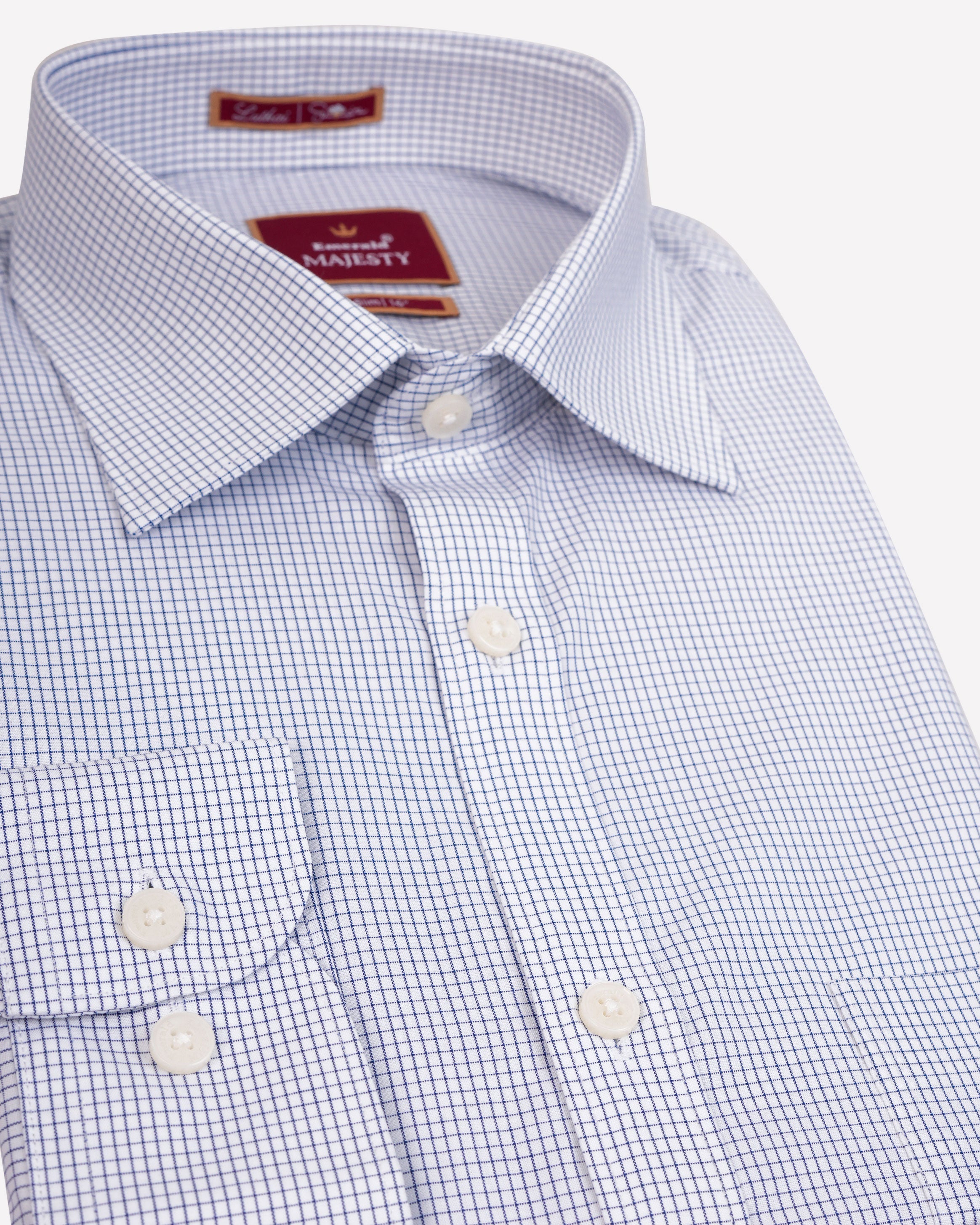 Emerald Majesty Checks Slim Fit-True Navy