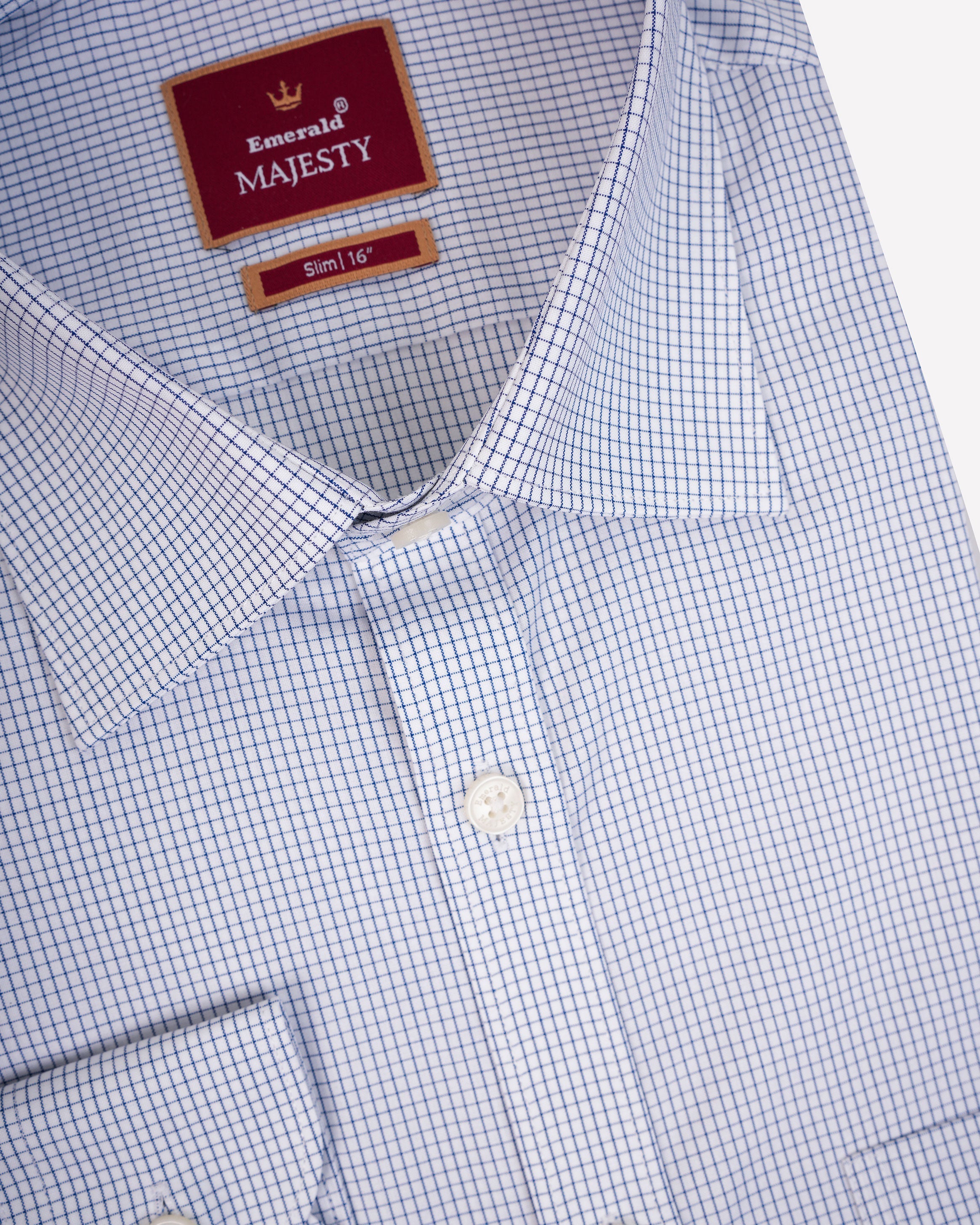Emerald Majesty Checks Slim Fit-True Navy