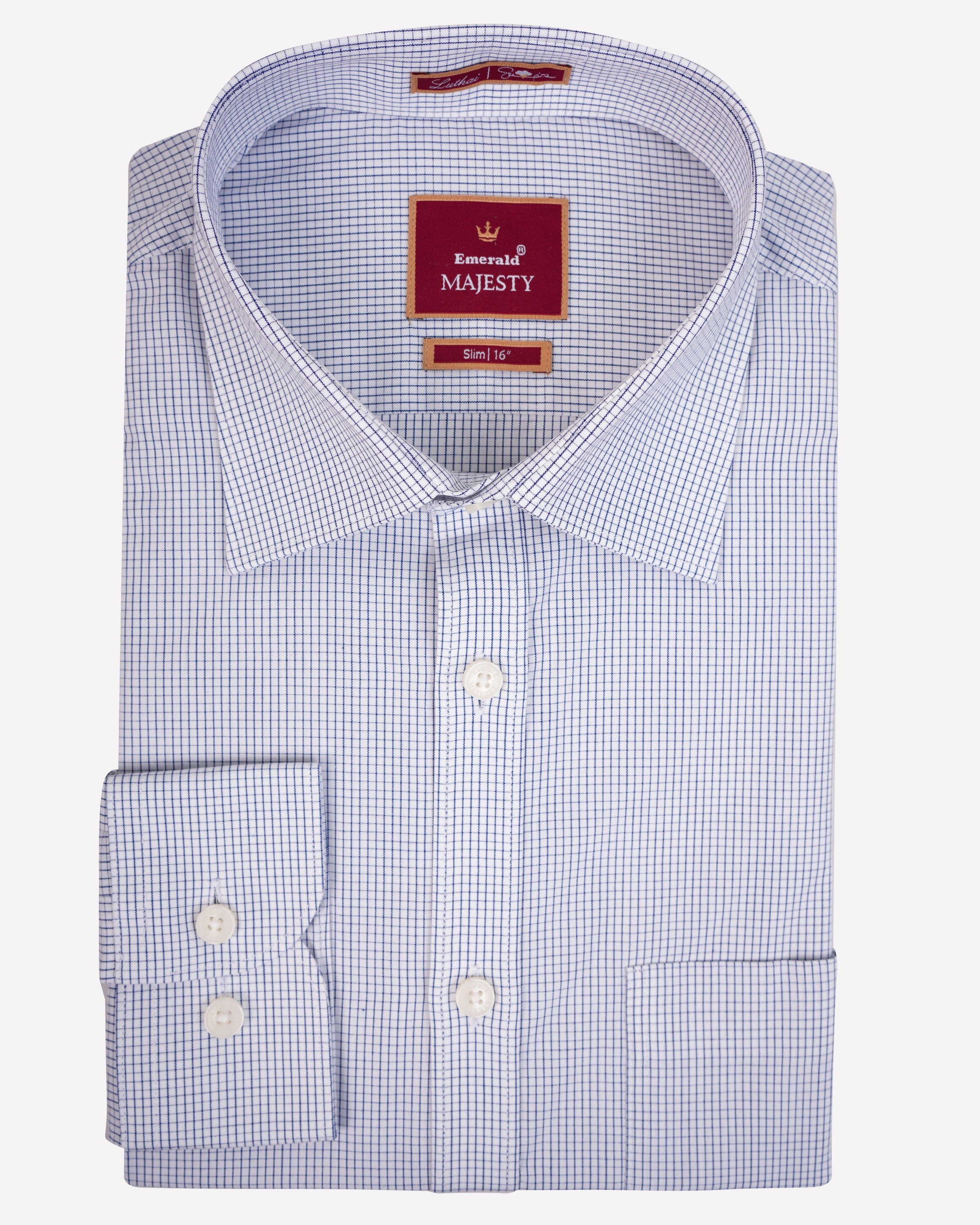 Emerald Majesty Checks Slim Fit-Estate Blue
