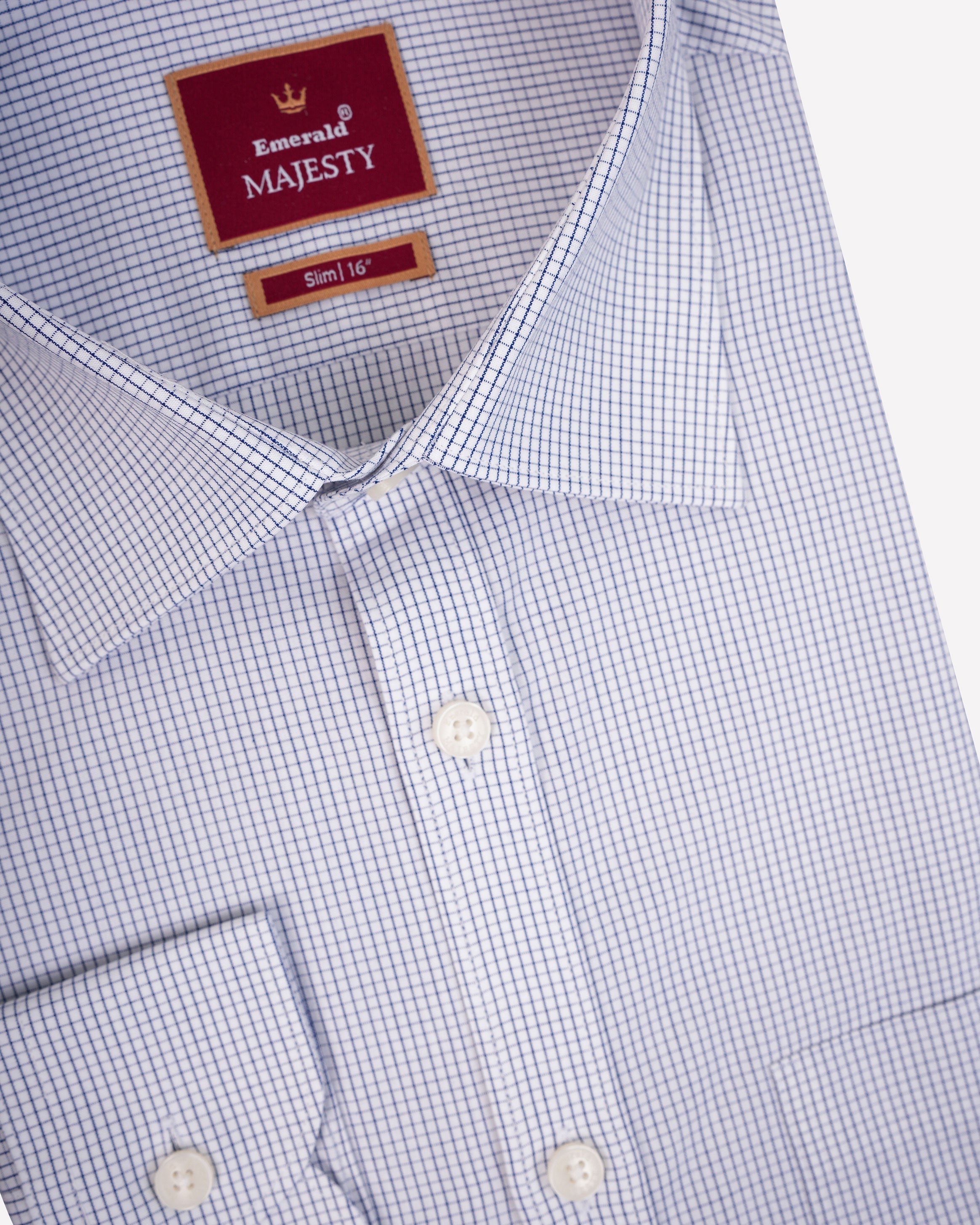 Emerald Majesty Checks Slim Fit-Estate Blue