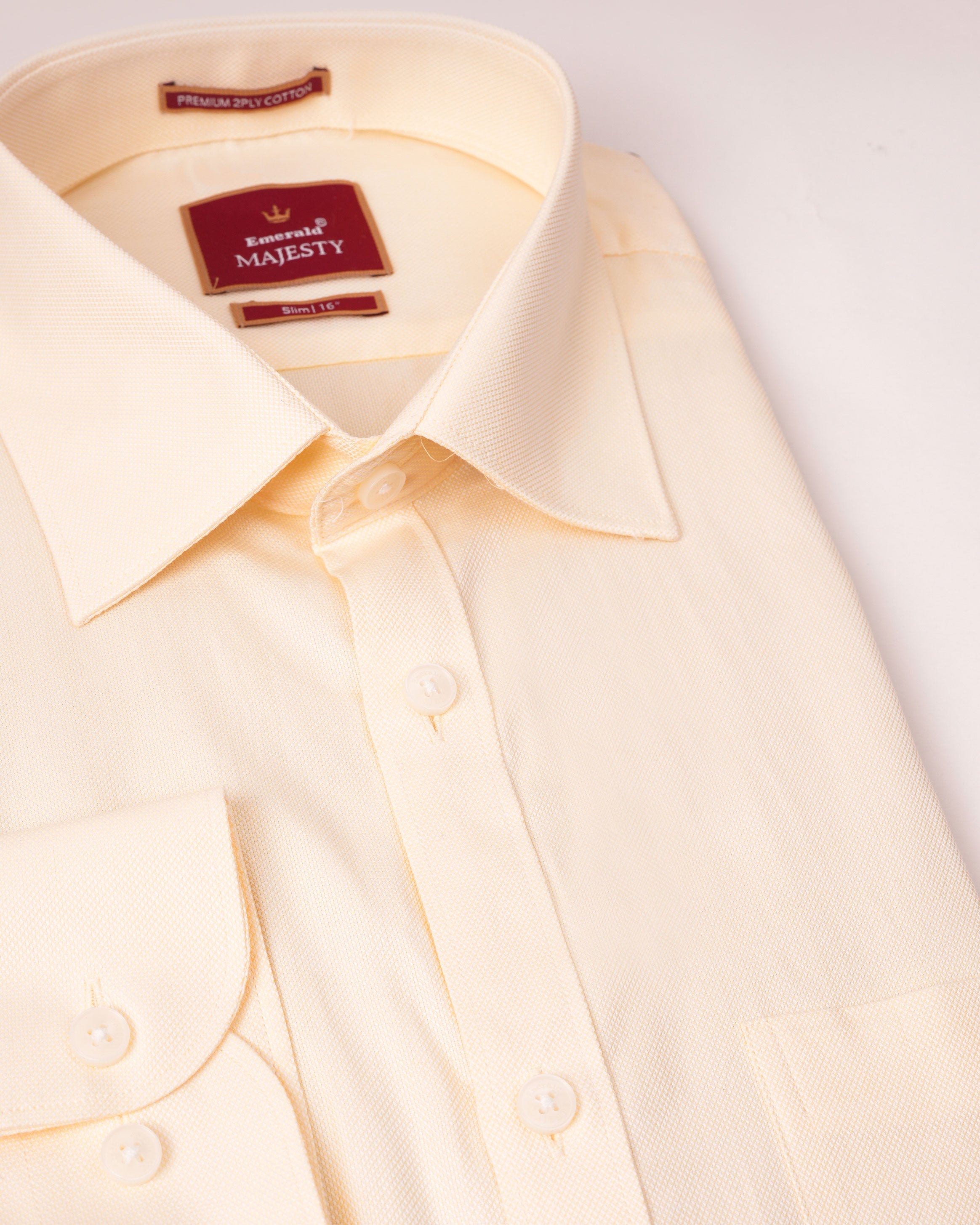 Emerald Majesty Plain Slim Fit - Yellow Custard