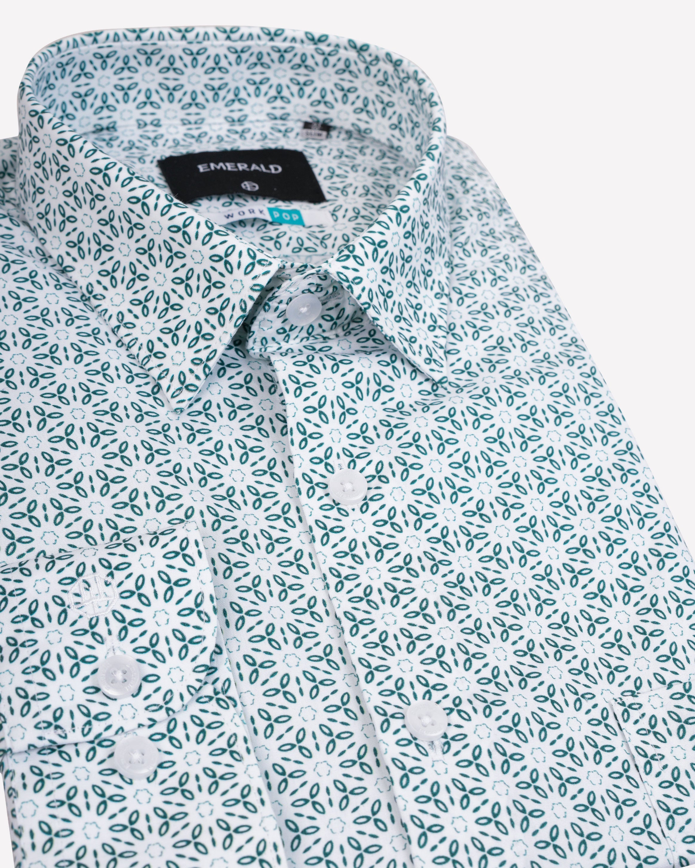 Emerald Formal Printed Slim Fit-Green Ultramarine