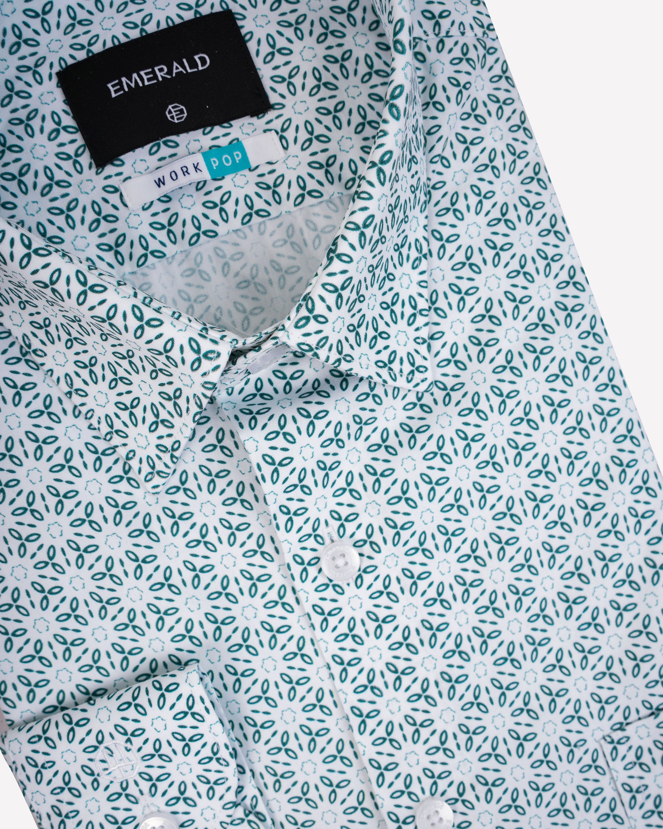 Emerald Formal Printed Slim Fit-Green Ultramarine