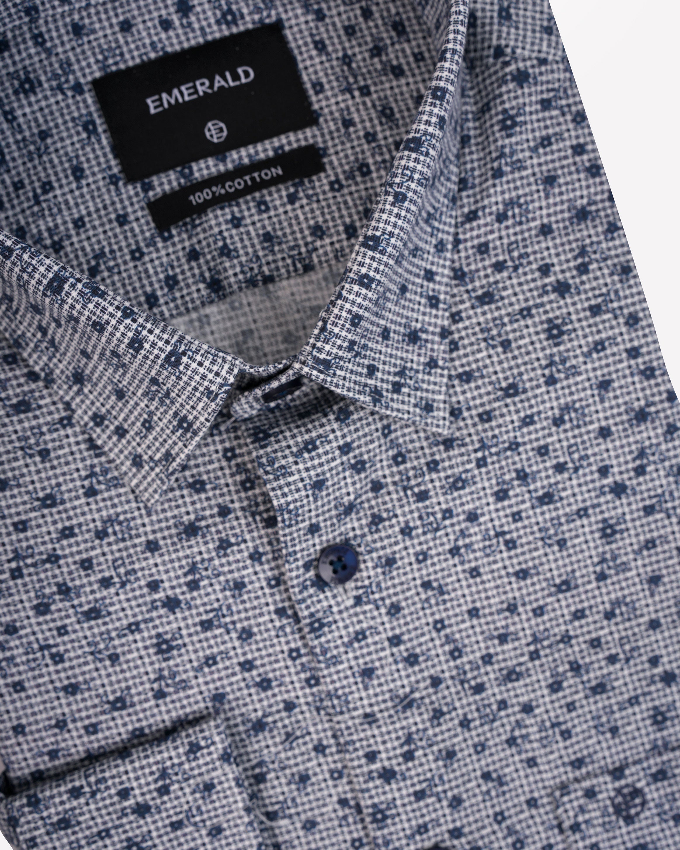 Emerald Formal Printed Slim Fit-Charcoal