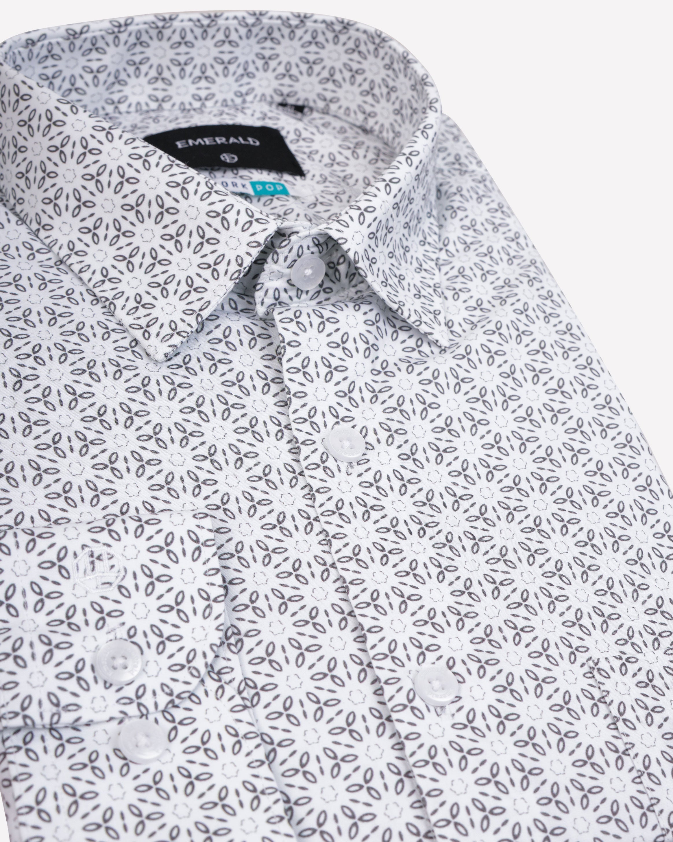 Emerald Formal Printed Slim Fit-Olive