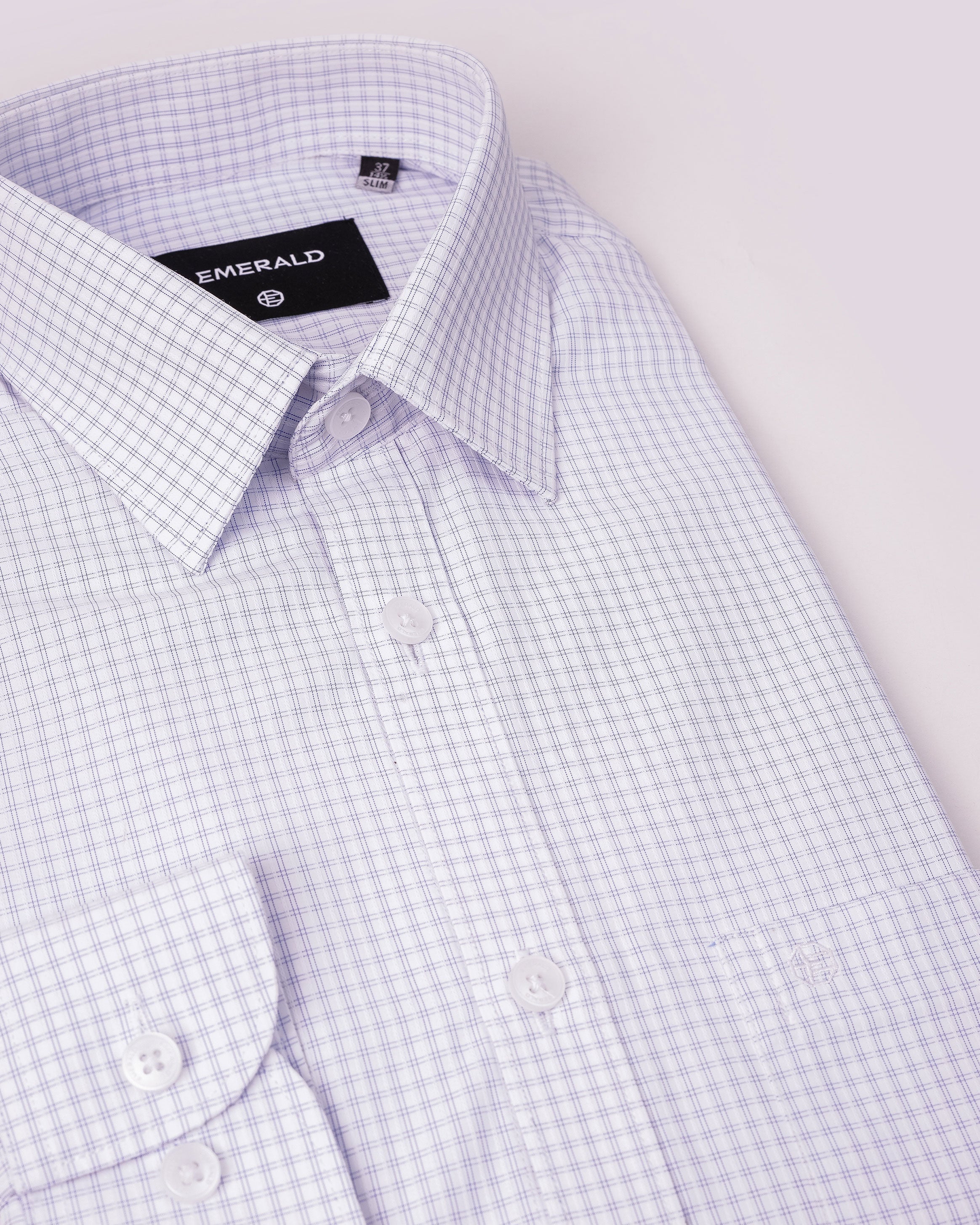 Emerald Formal Checks Slim Fit - Navy