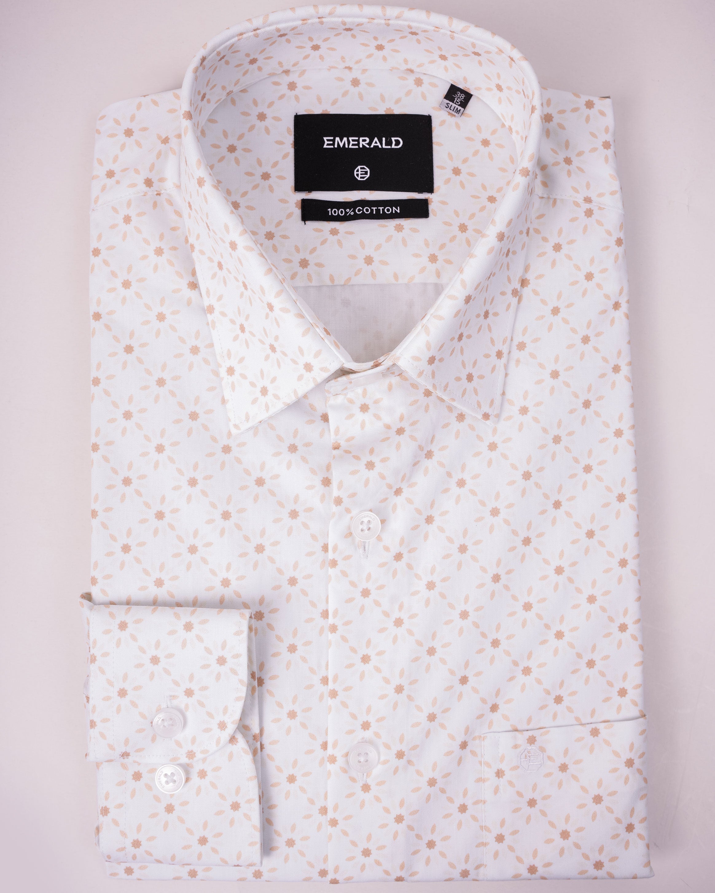 Emerald Formal Printed Slim Fit - Tobacco Brown