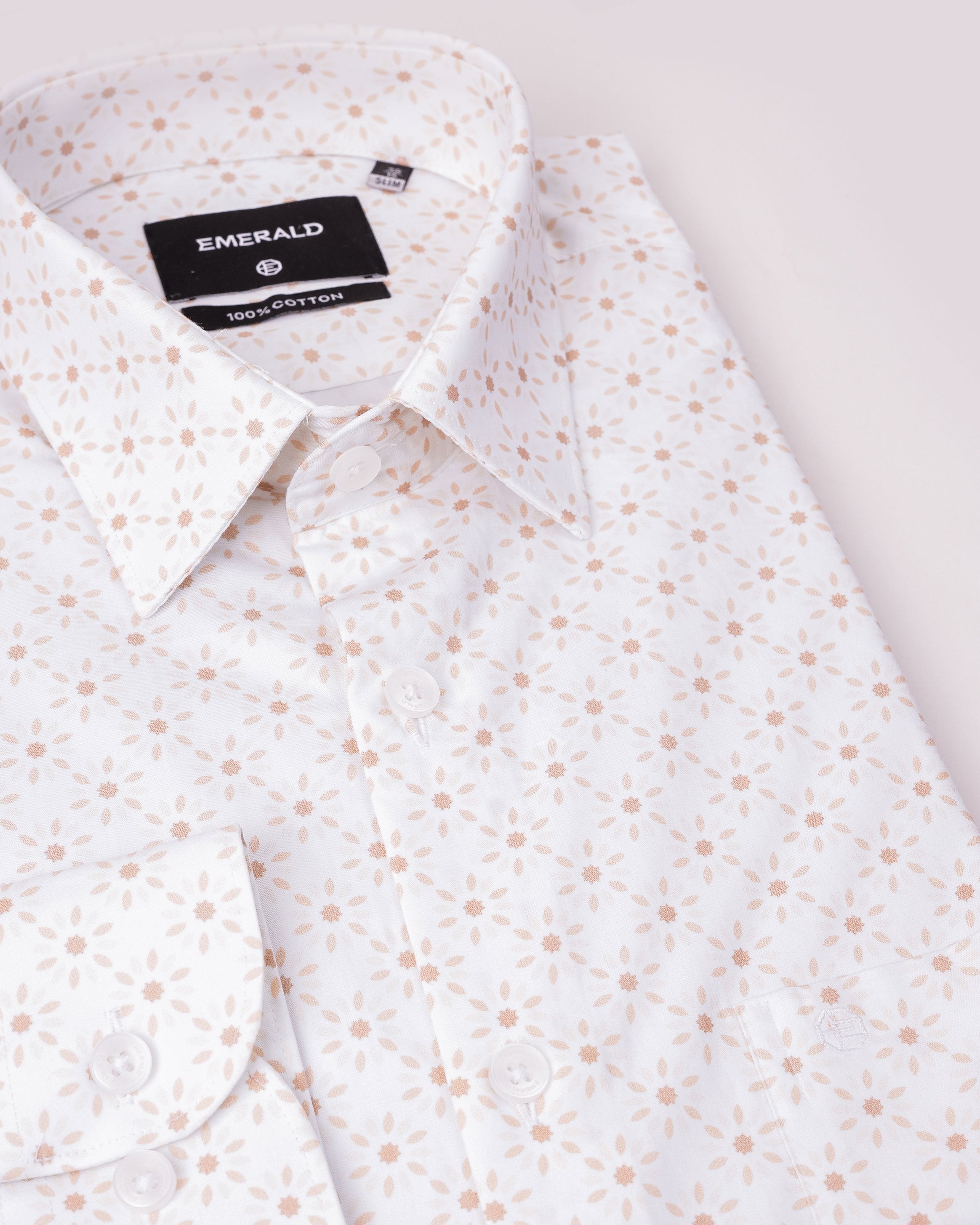 Emerald Formal Printed Slim Fit - Tobacco Brown