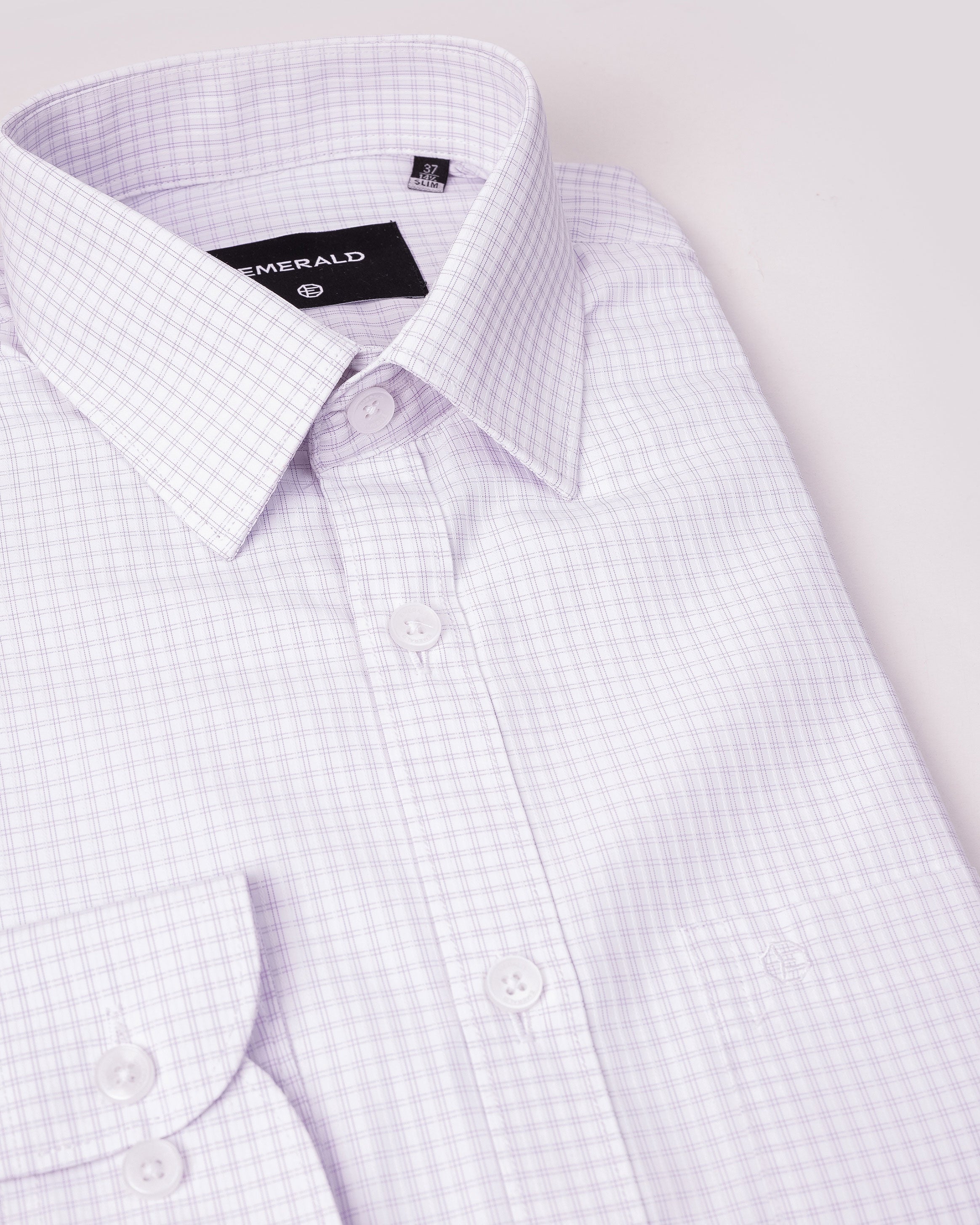 Emerald Formal Checks Slim Fit - Plum Wine