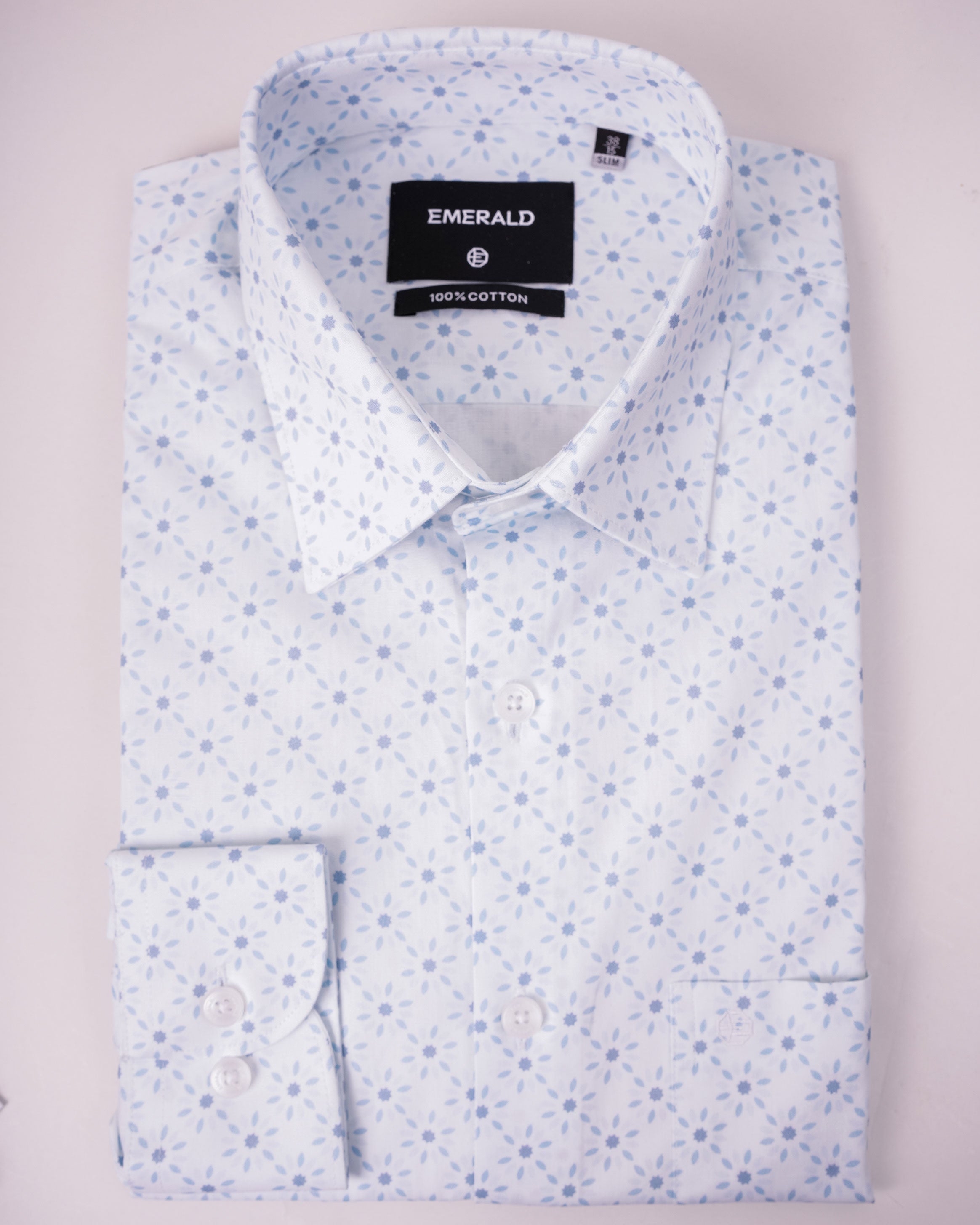 Emerald Formal Printed Slim Fit - Cashmere Blue