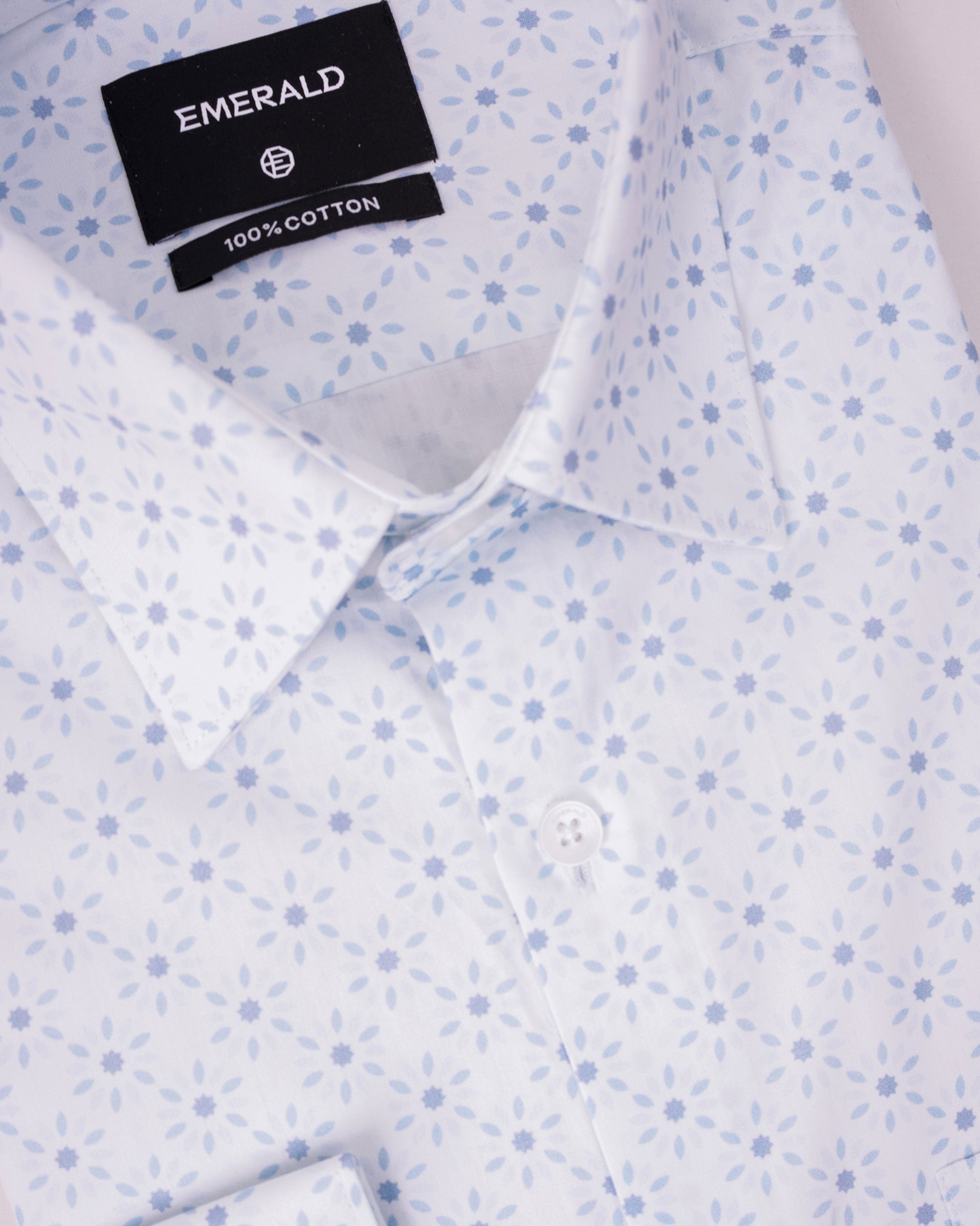 Emerald Formal Printed Slim Fit - Cashmere Blue