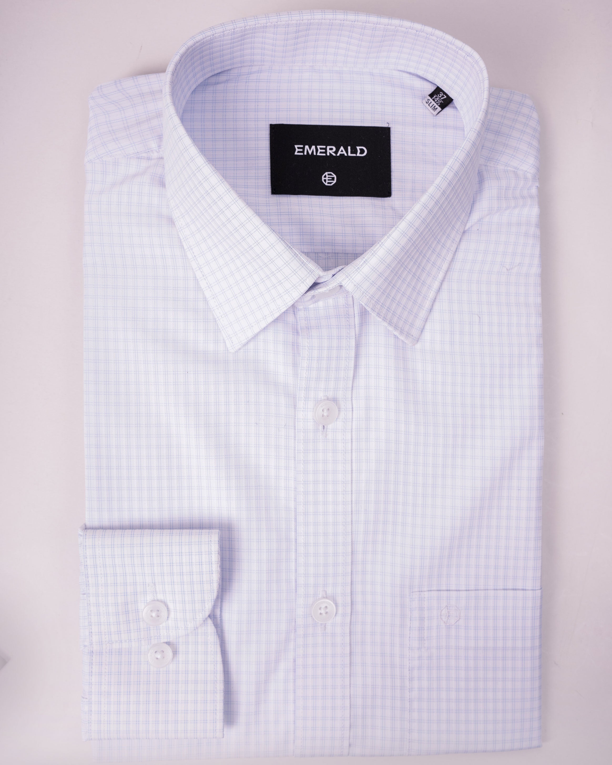 Emerald Formal Checks Slim Fit - Cashmere Blue