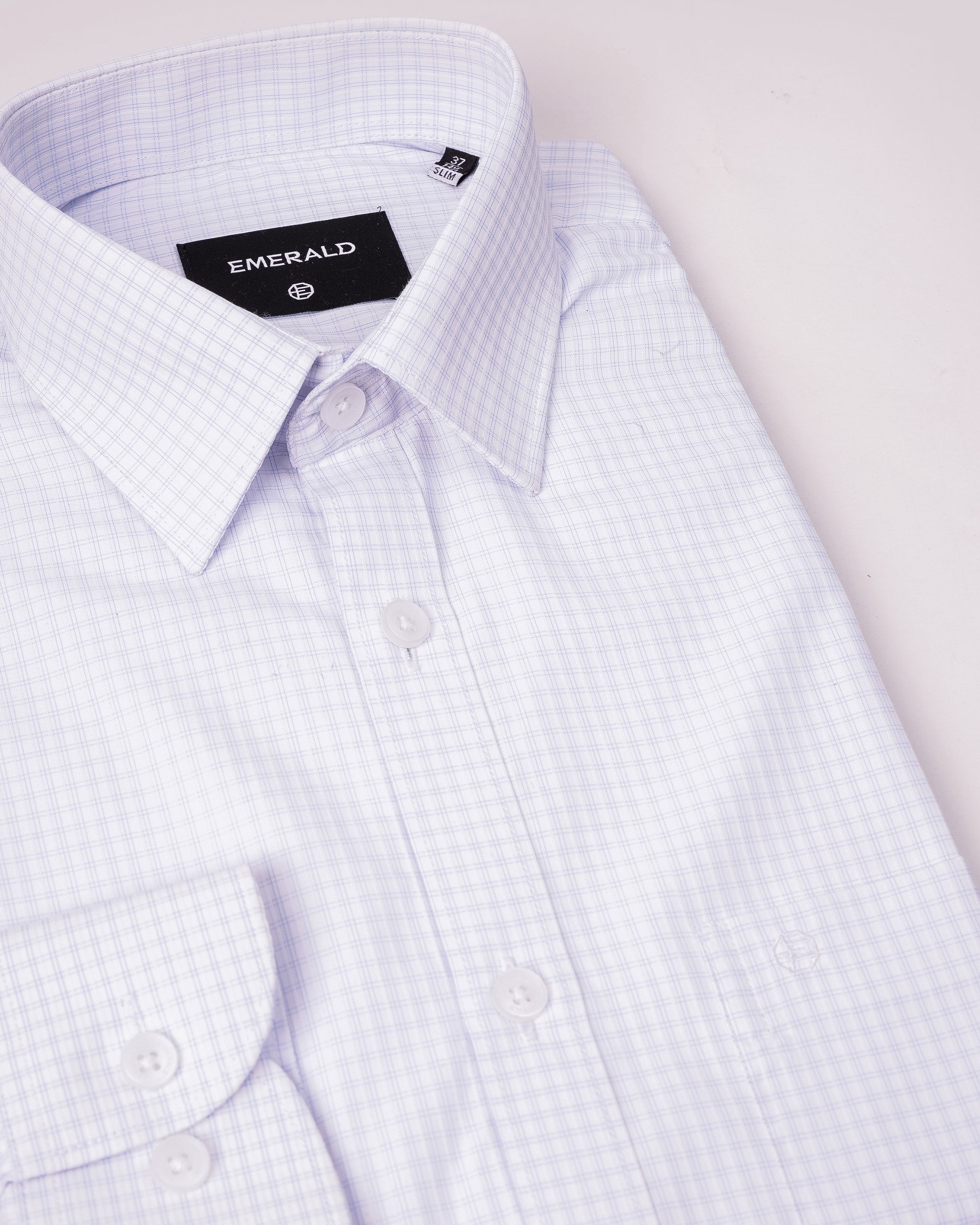Emerald Formal Checks Slim Fit - Cashmere Blue