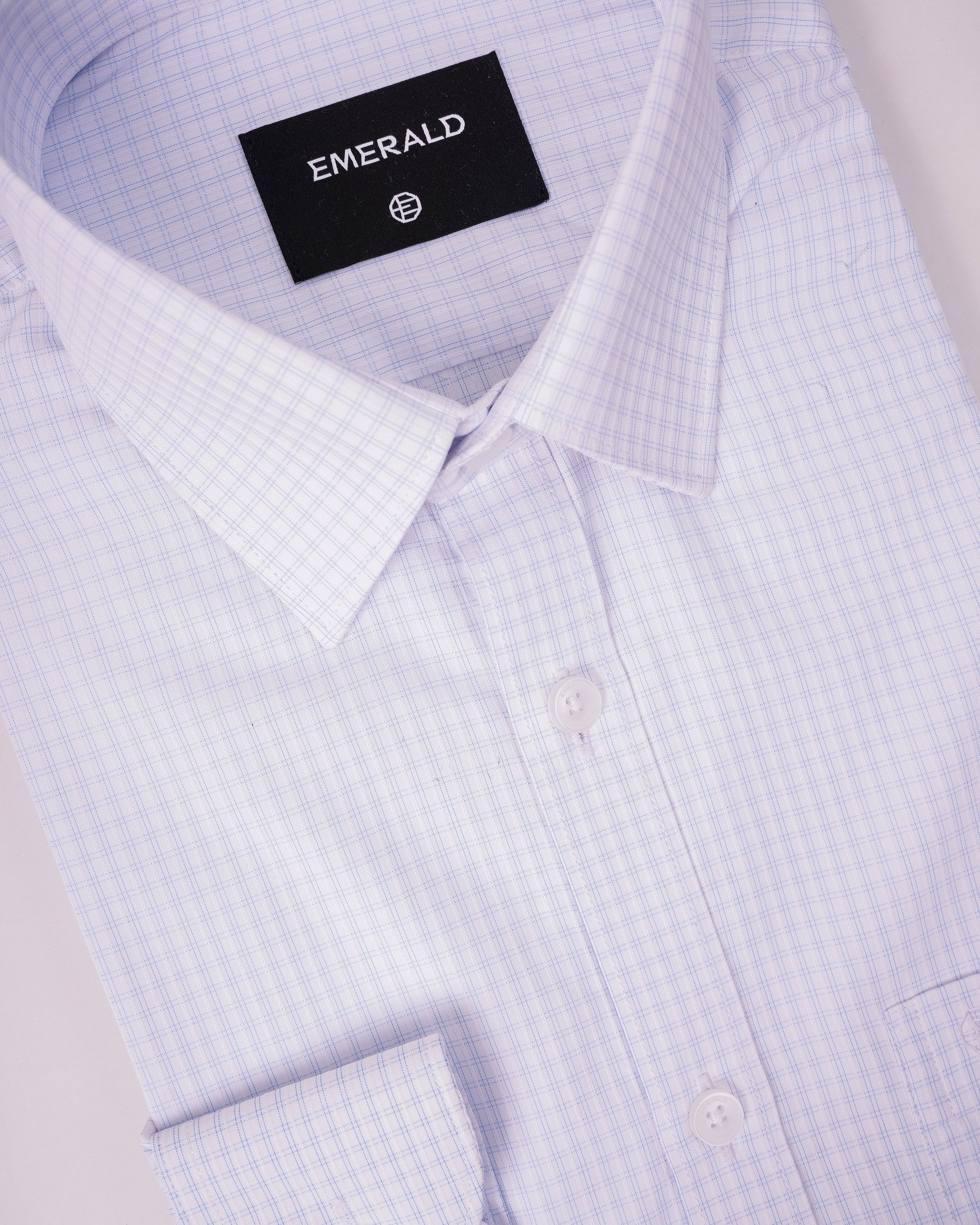 Emerald Formal Checks Slim Fit - Cashmere Blue