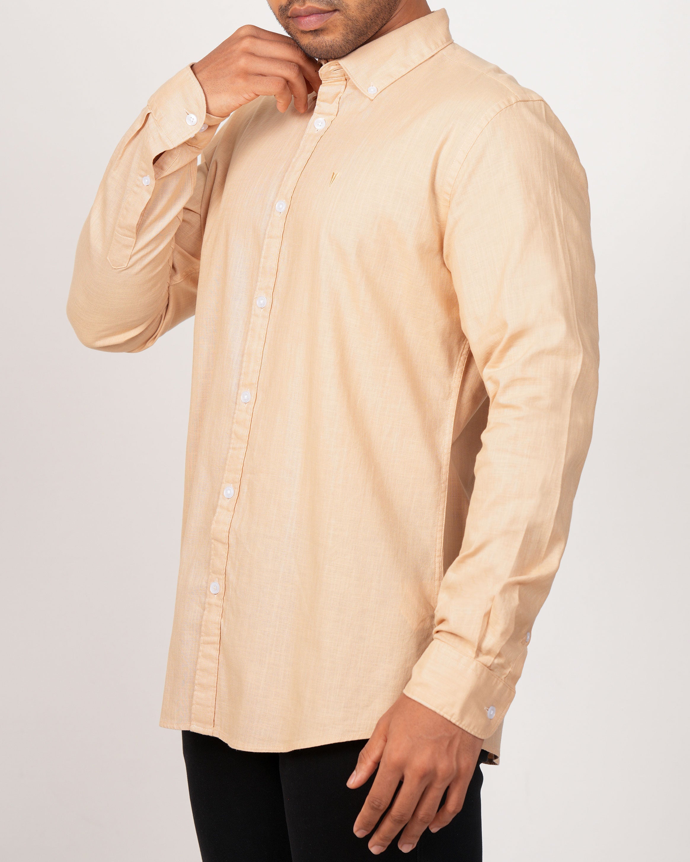 Emerald Active Plain Slim Fit-Beige