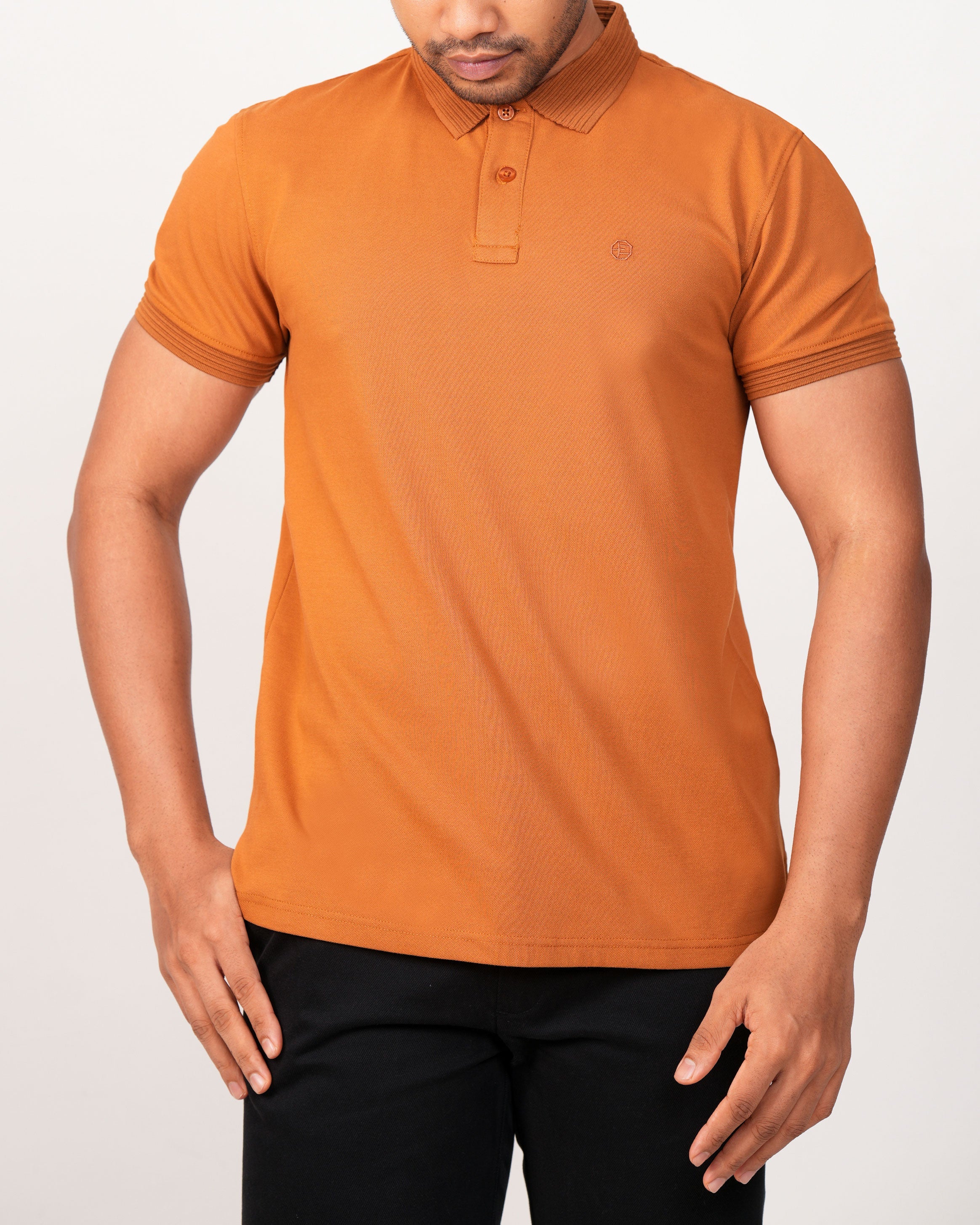 Emerald Polo Plain Slim Fit-Brown Sugar