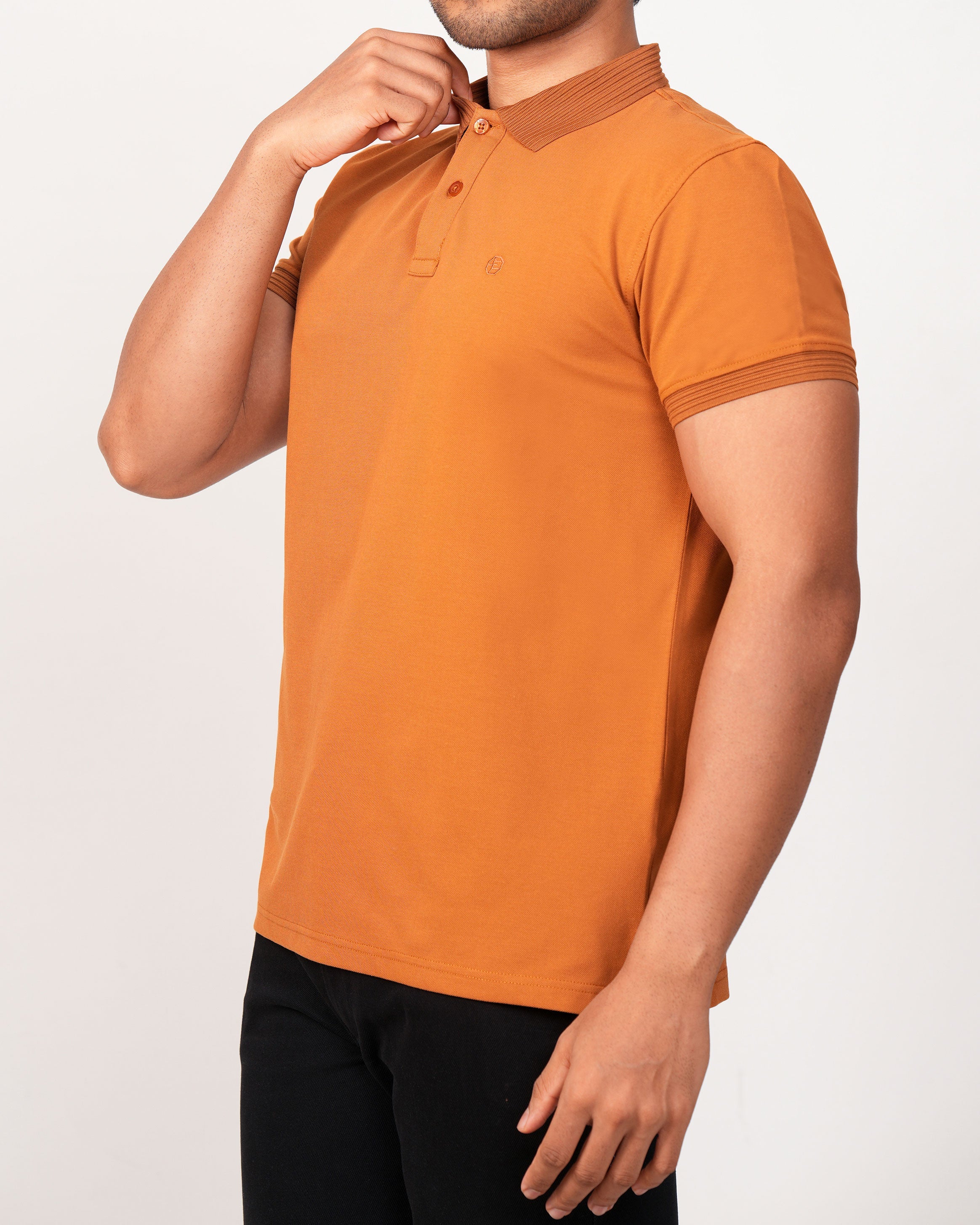 Emerald Polo Plain Slim Fit-Brown Sugar