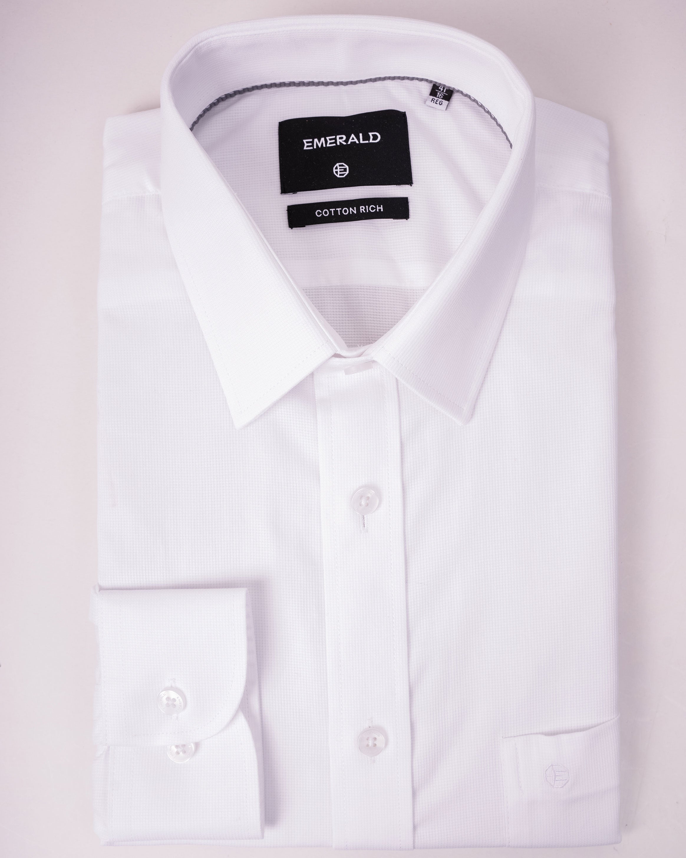 Emerald Corporate Dobby Regular Fit - White