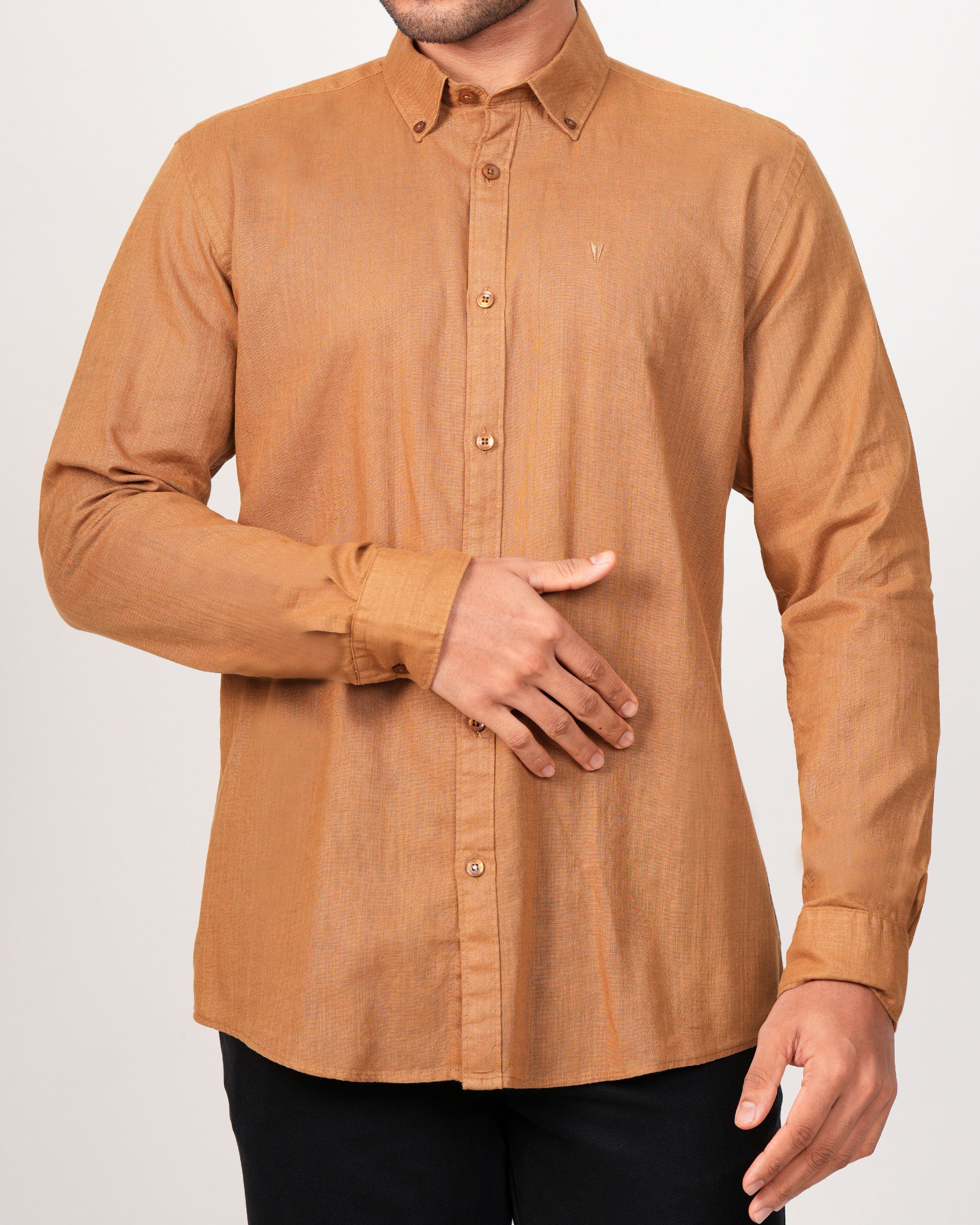 Emerald Active Plain Slim Fit-Tobacco Brown