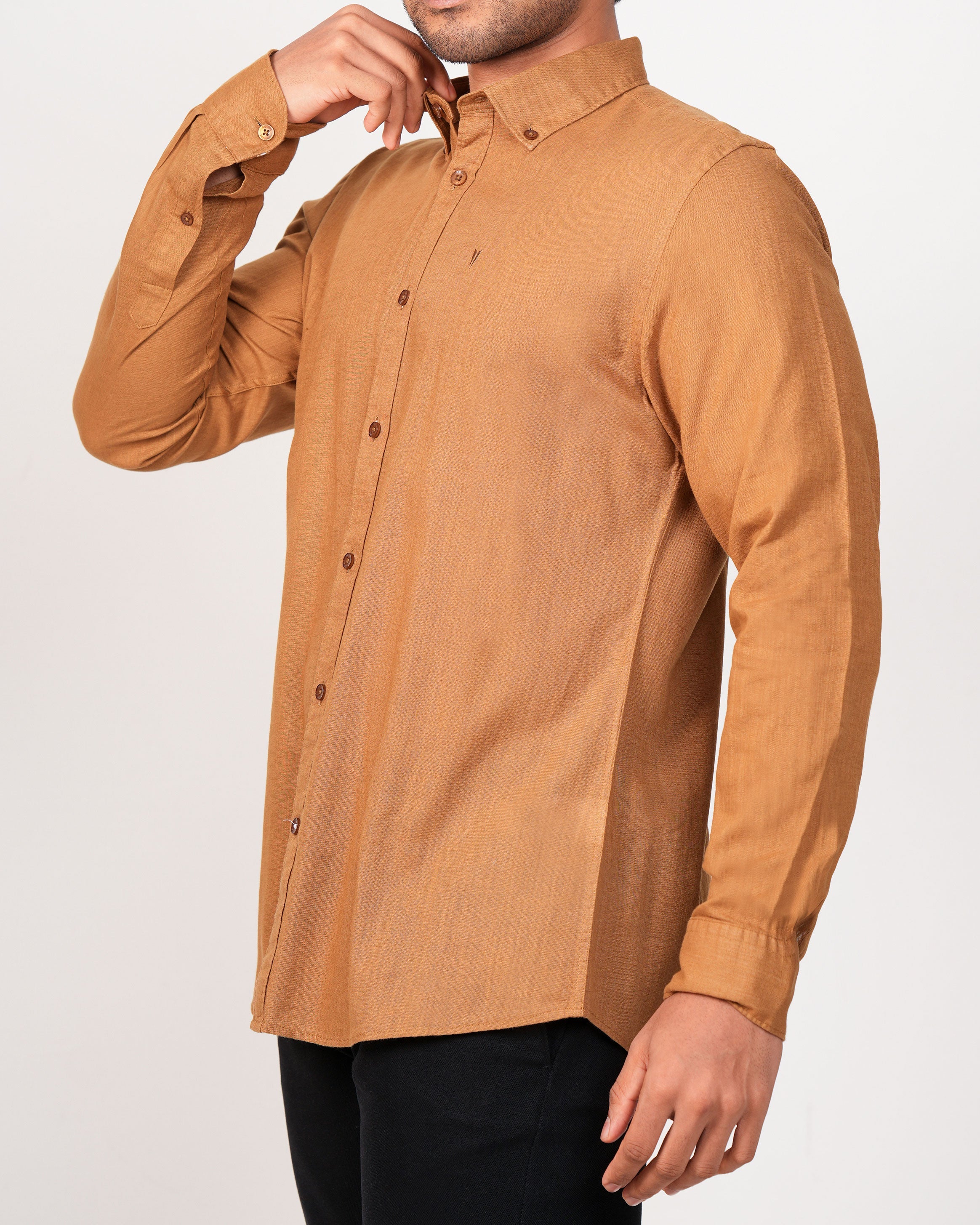 Emerald Active Plain Slim Fit-Tobacco Brown