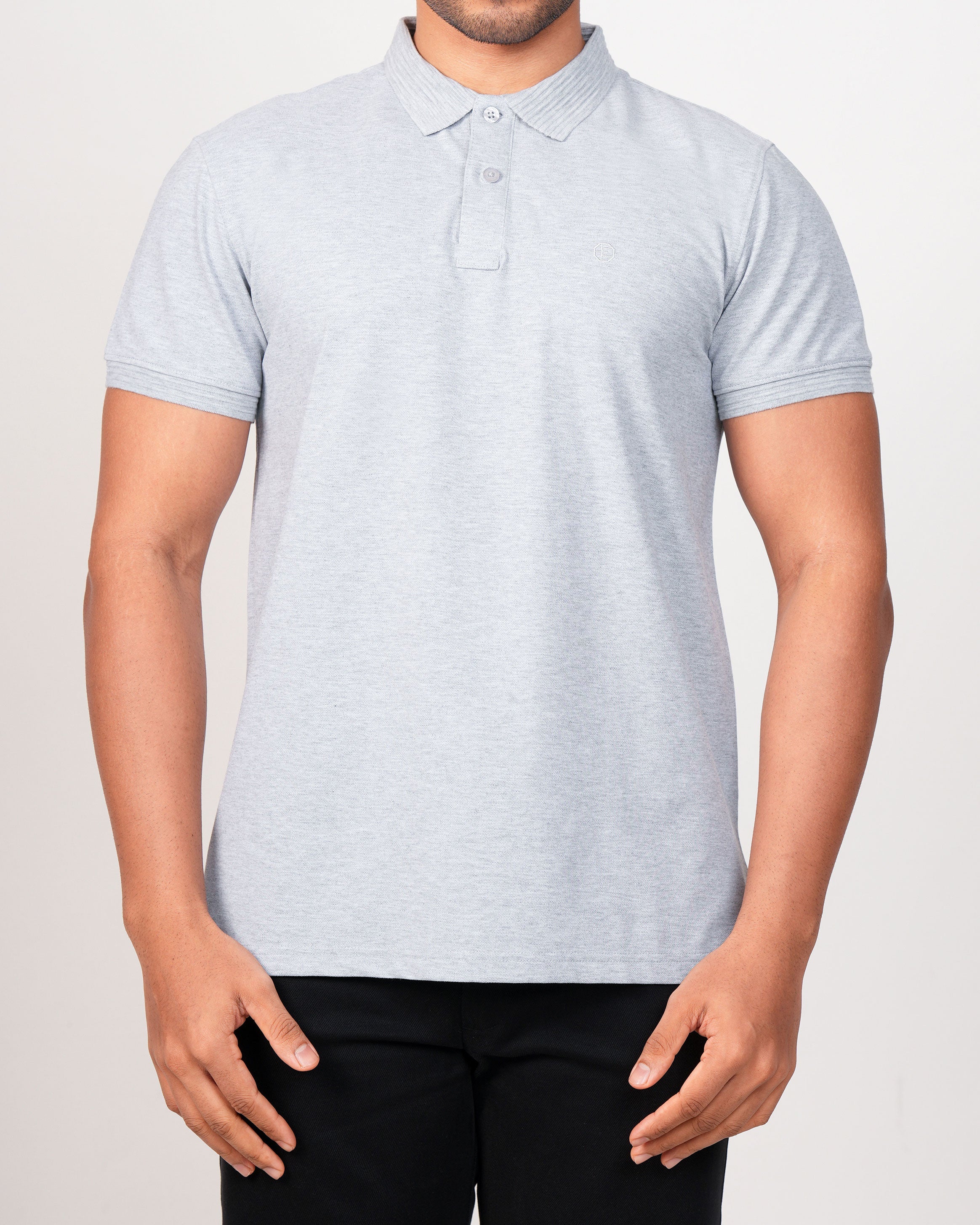 Emerald Polo Plain Slim Fit-Charcoal