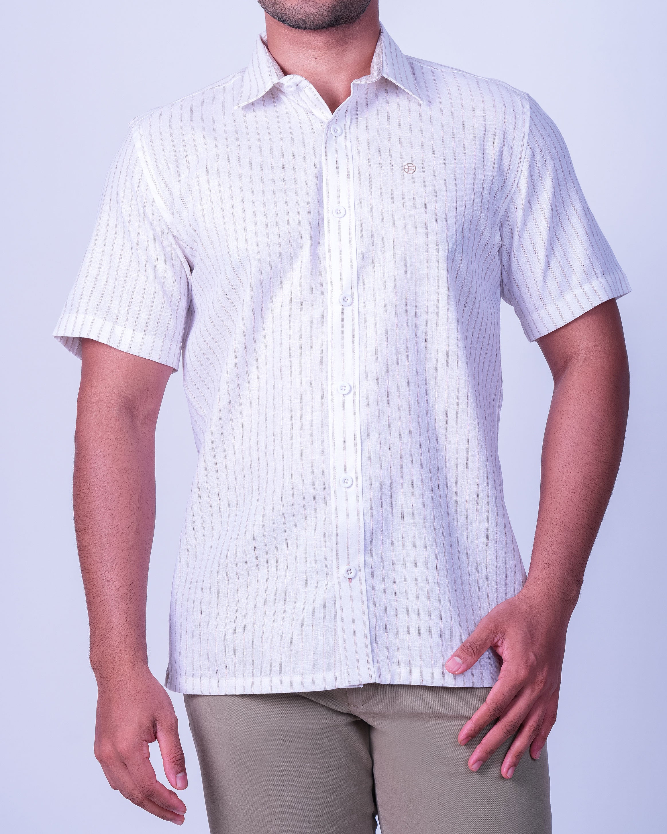 Emerald Casual Linen Looks Regular Fit - Eggnog Brown