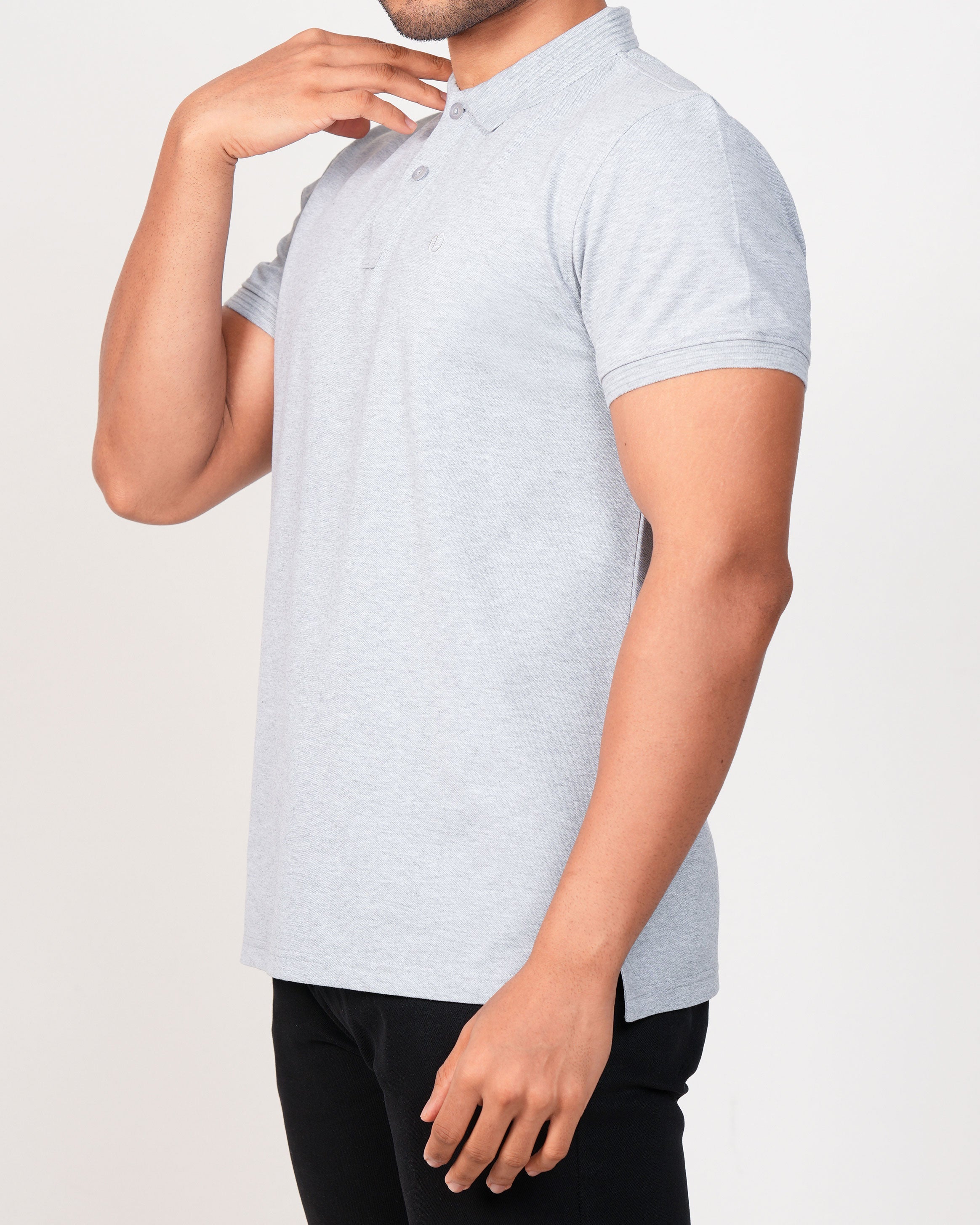 Emerald Polo Plain Slim Fit-Charcoal