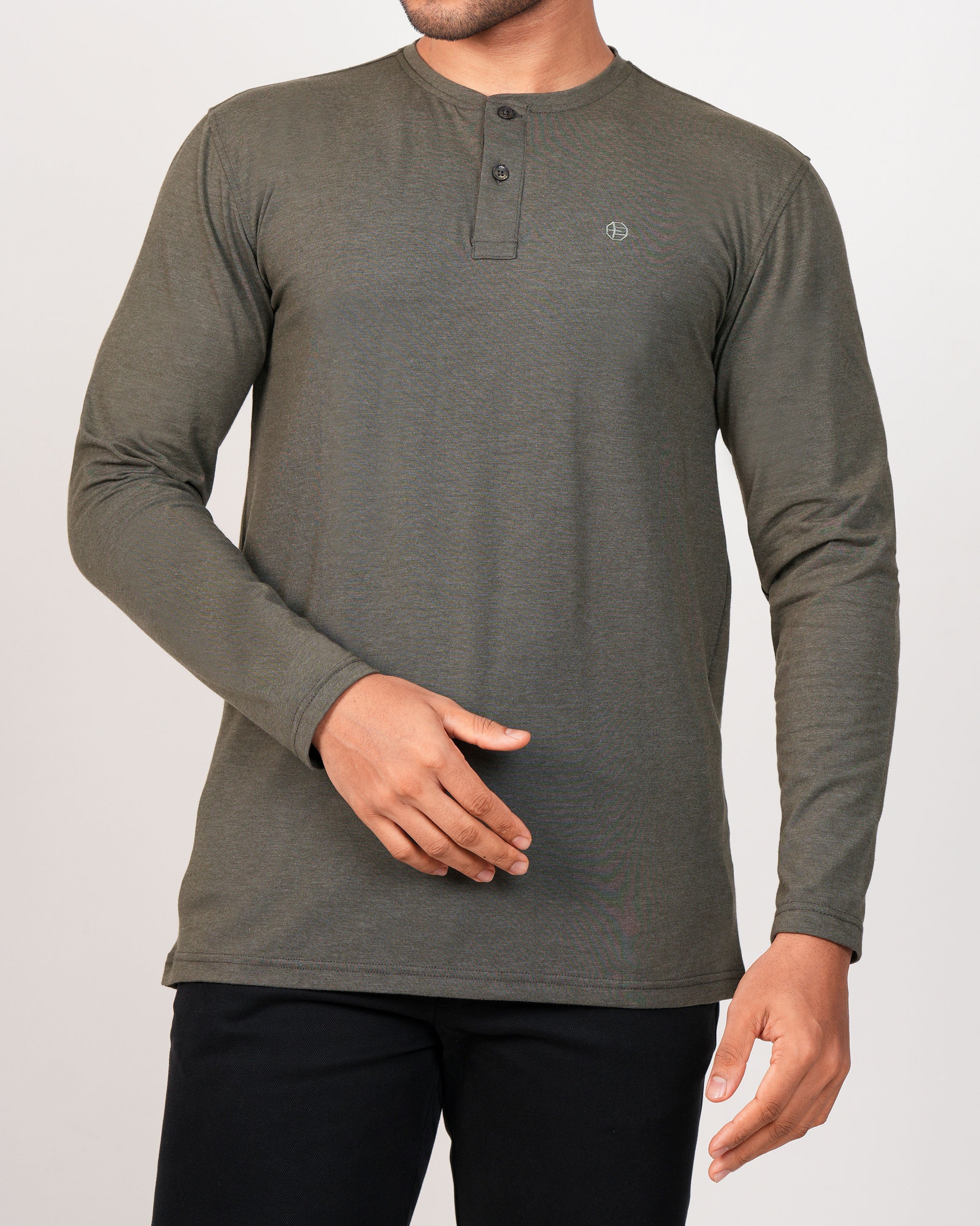 Emerald Henley Plain Slim Fit-London Green