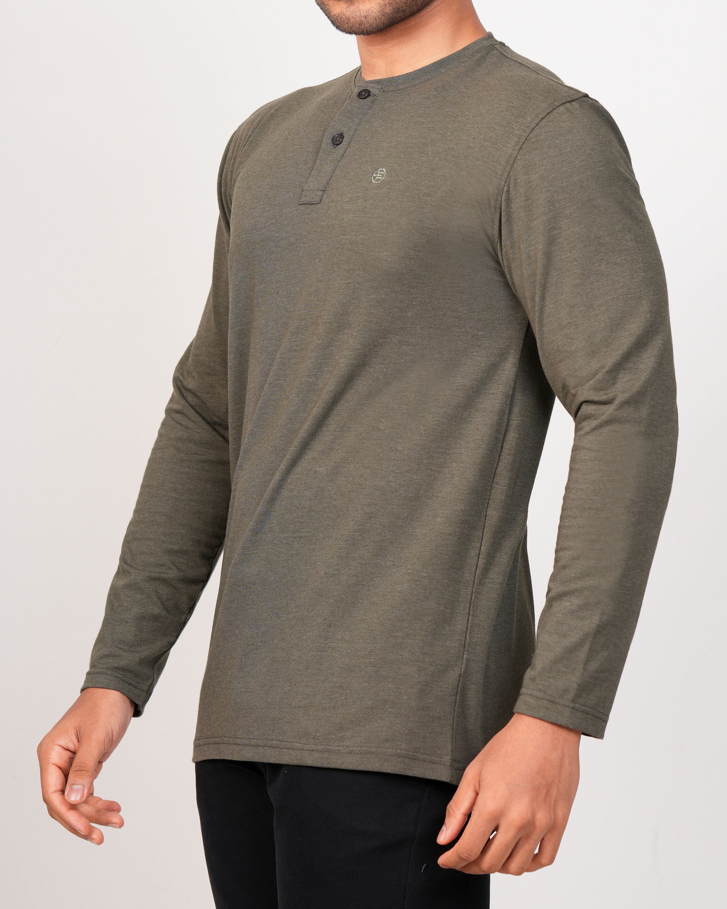 Emerald Henley Plain Slim Fit-London Green