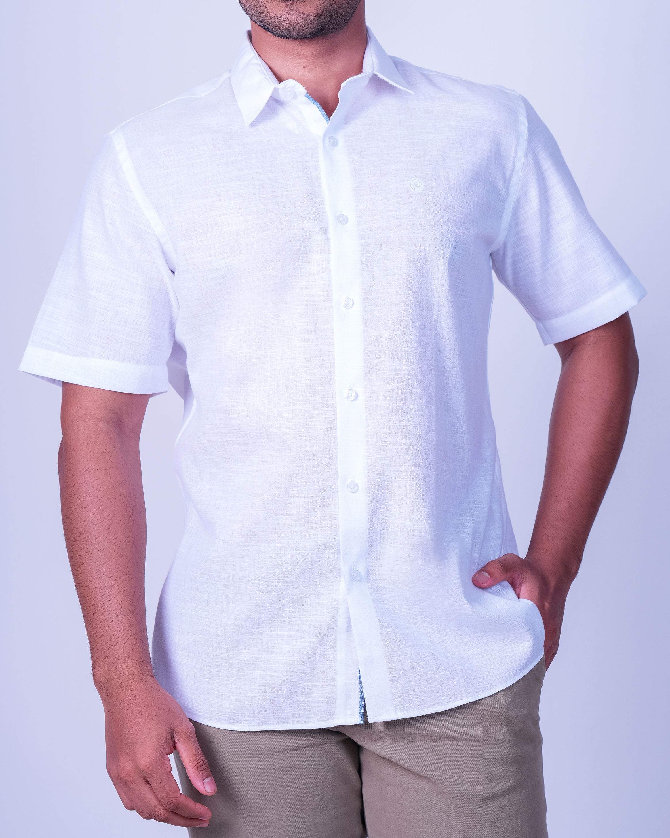 Emerald Casual Linen Looks Slim Fit - White